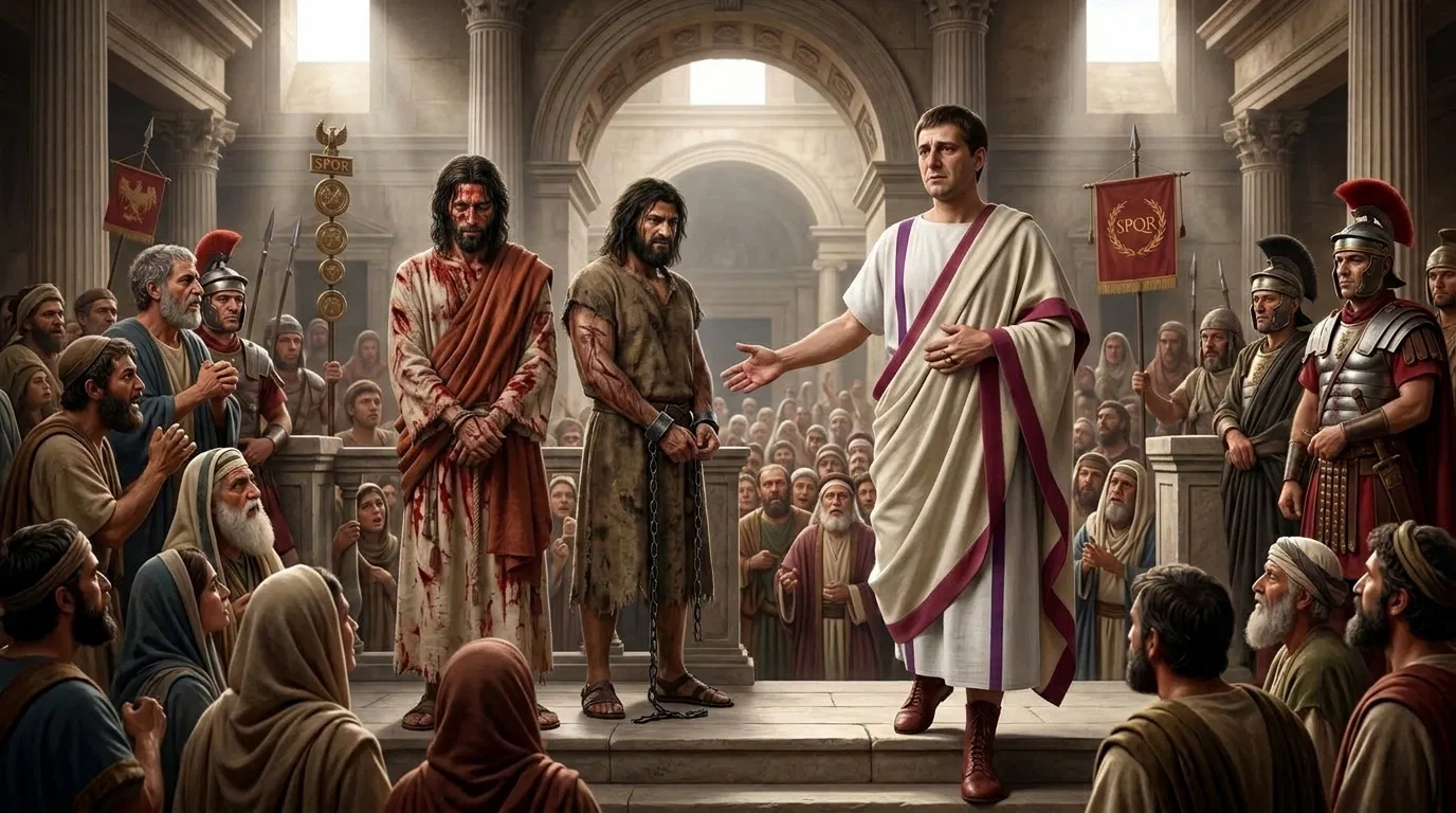Pilate Presenting Jesus and Barabbas to the Crowd