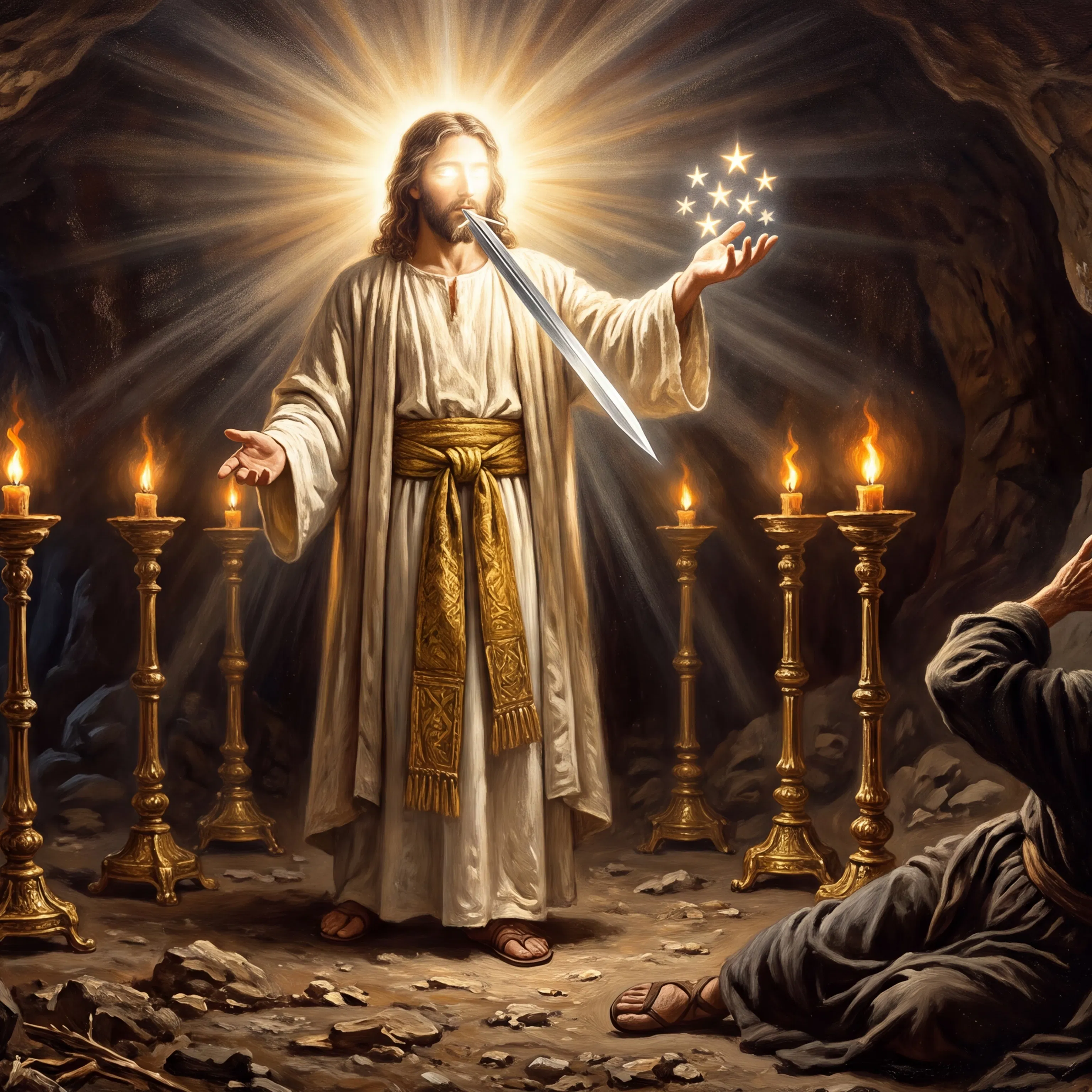 Vision of Christ Among the Lampstands for John on Patmos