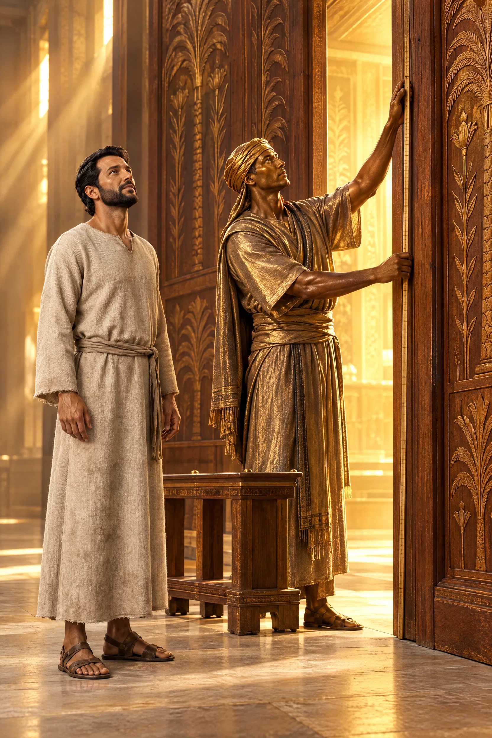 Ezekiel and the Man of Bronze Measure the Temple