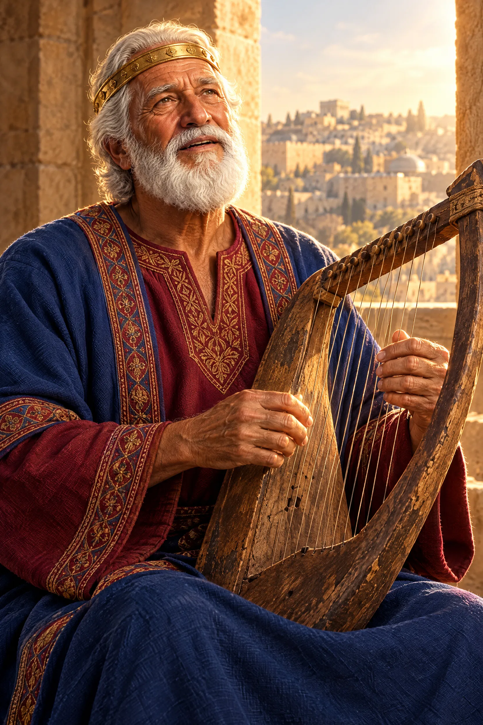 Old King David Plays His Harp in Jerusalem