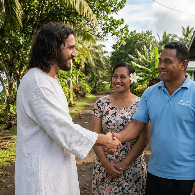 Divine Encounter on Tropical Pacific Shores