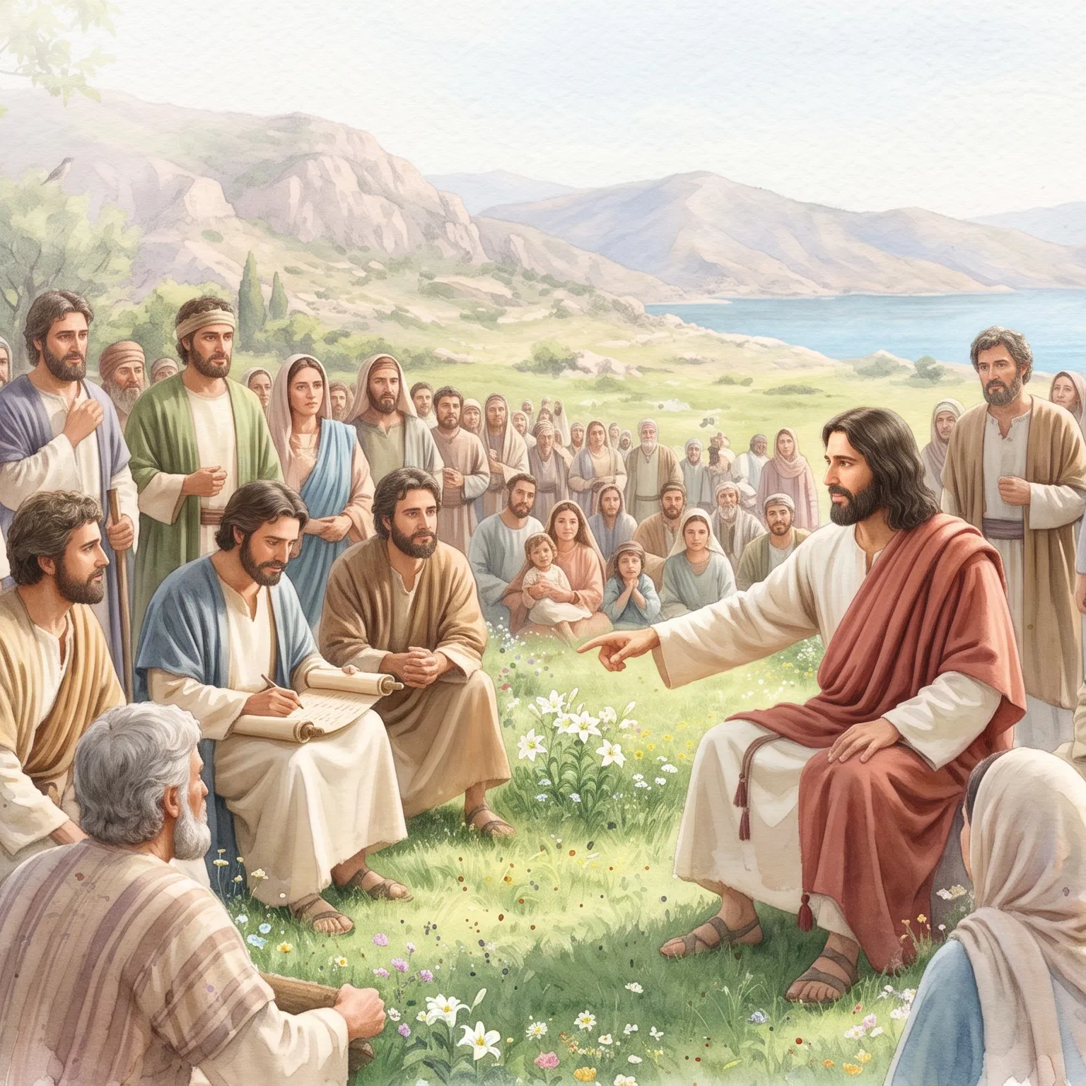 Jesus Teaching the Crowd Among the Lilies