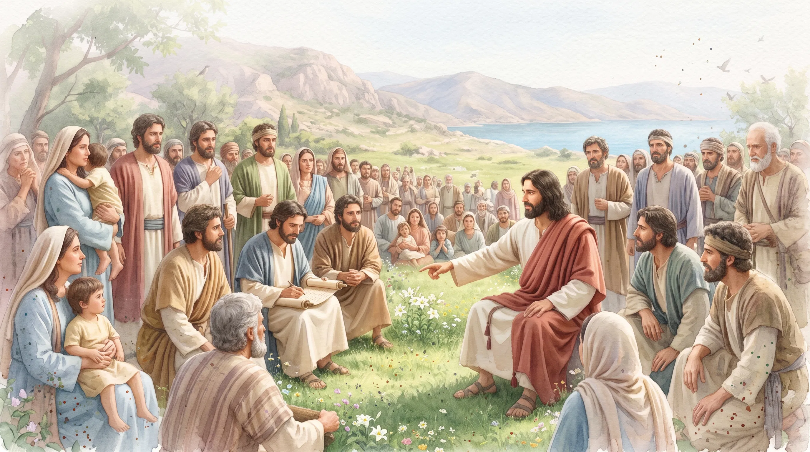 Jesus preaching the sermon on the Mount