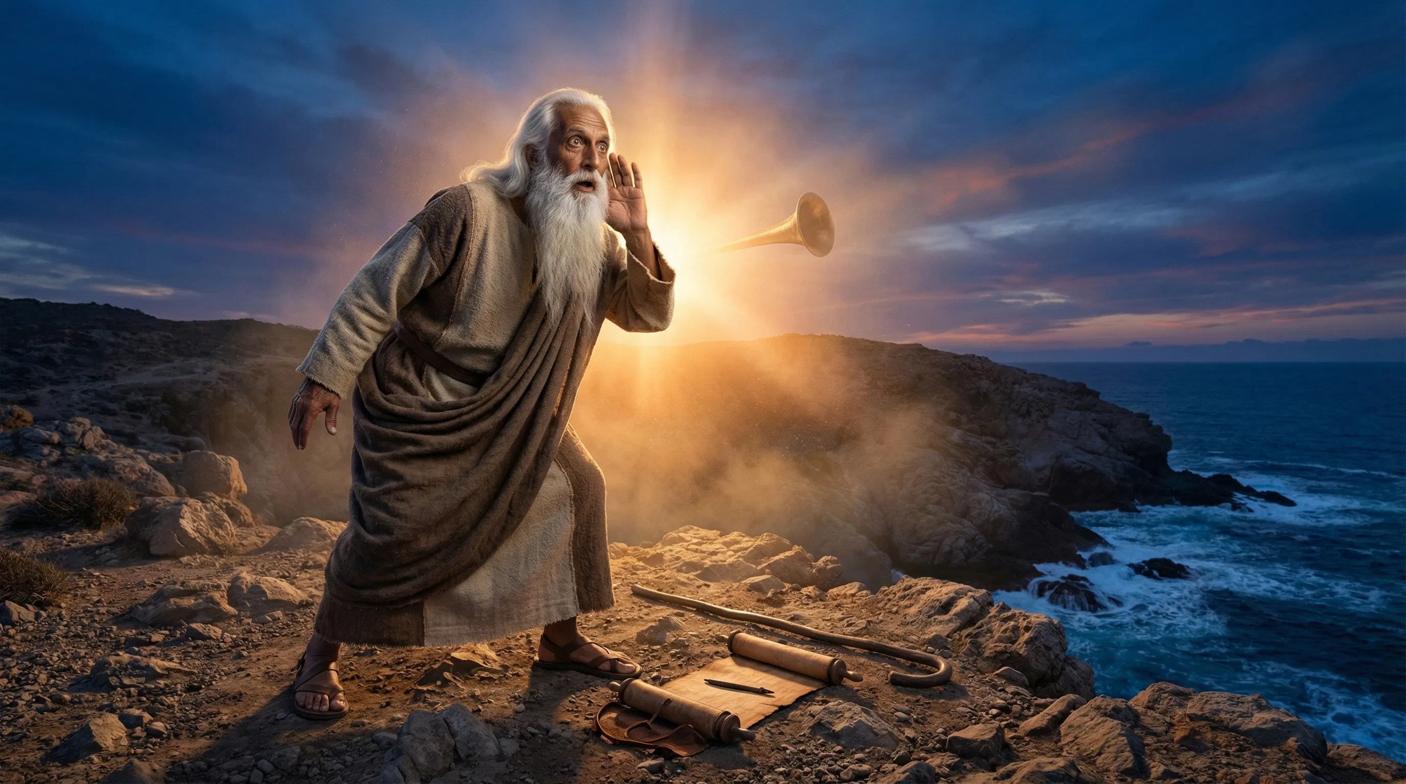 John Hears a Trumpet Voice on Patmos