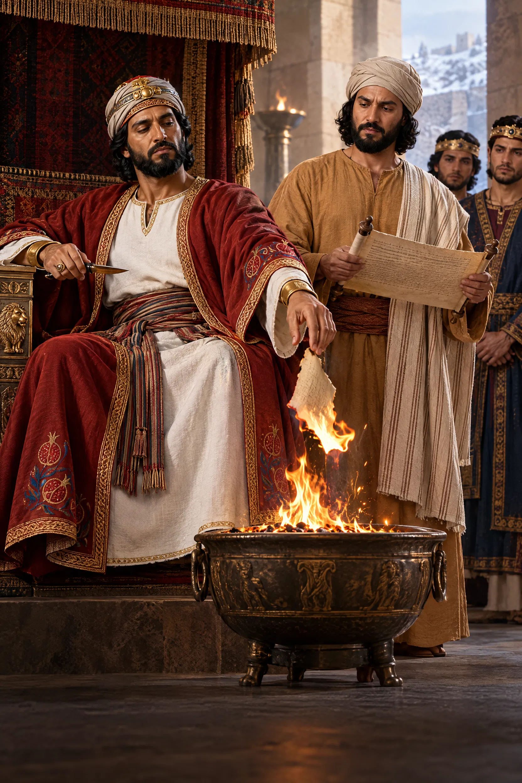 Jehoiakim Burns Jeremiah's Scroll in the Fire