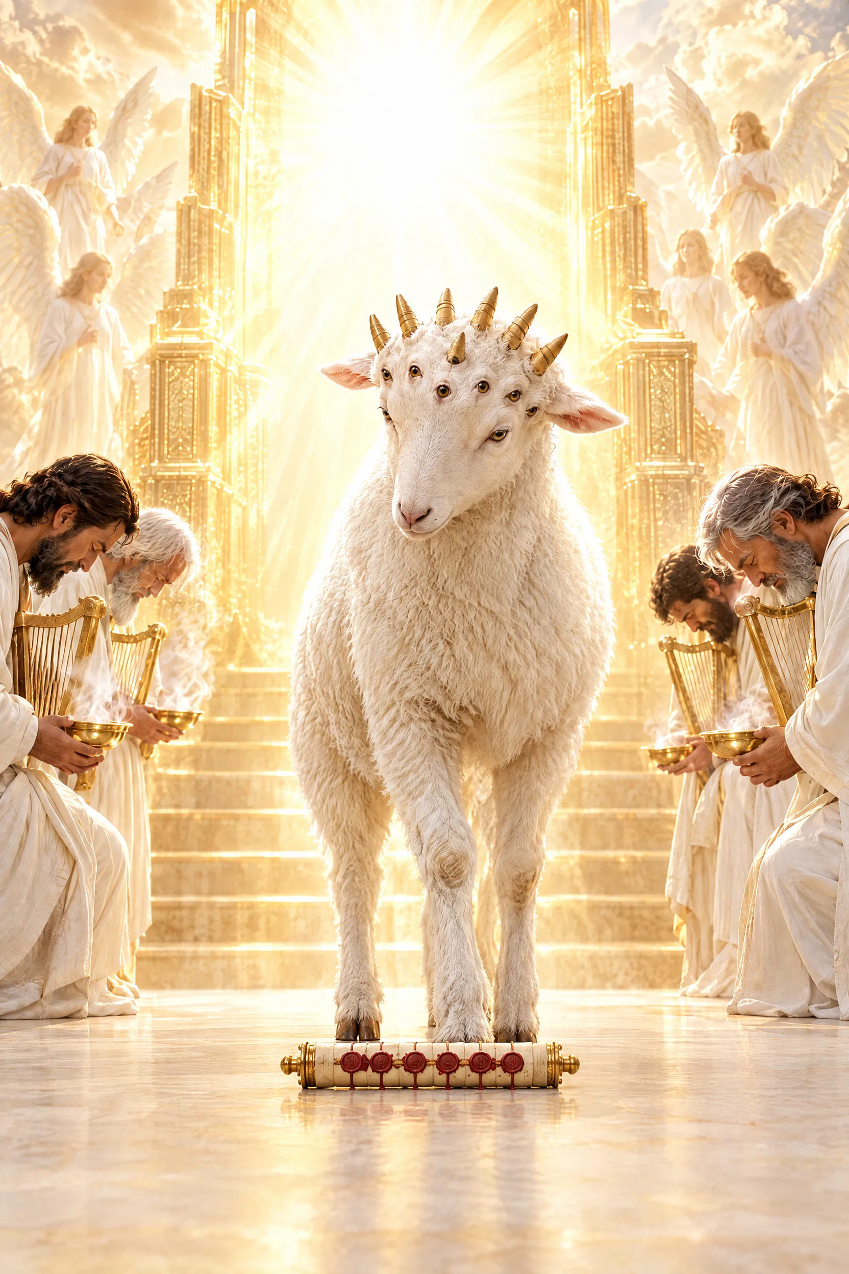 The Lamb With Seven Horns Before the Throne
