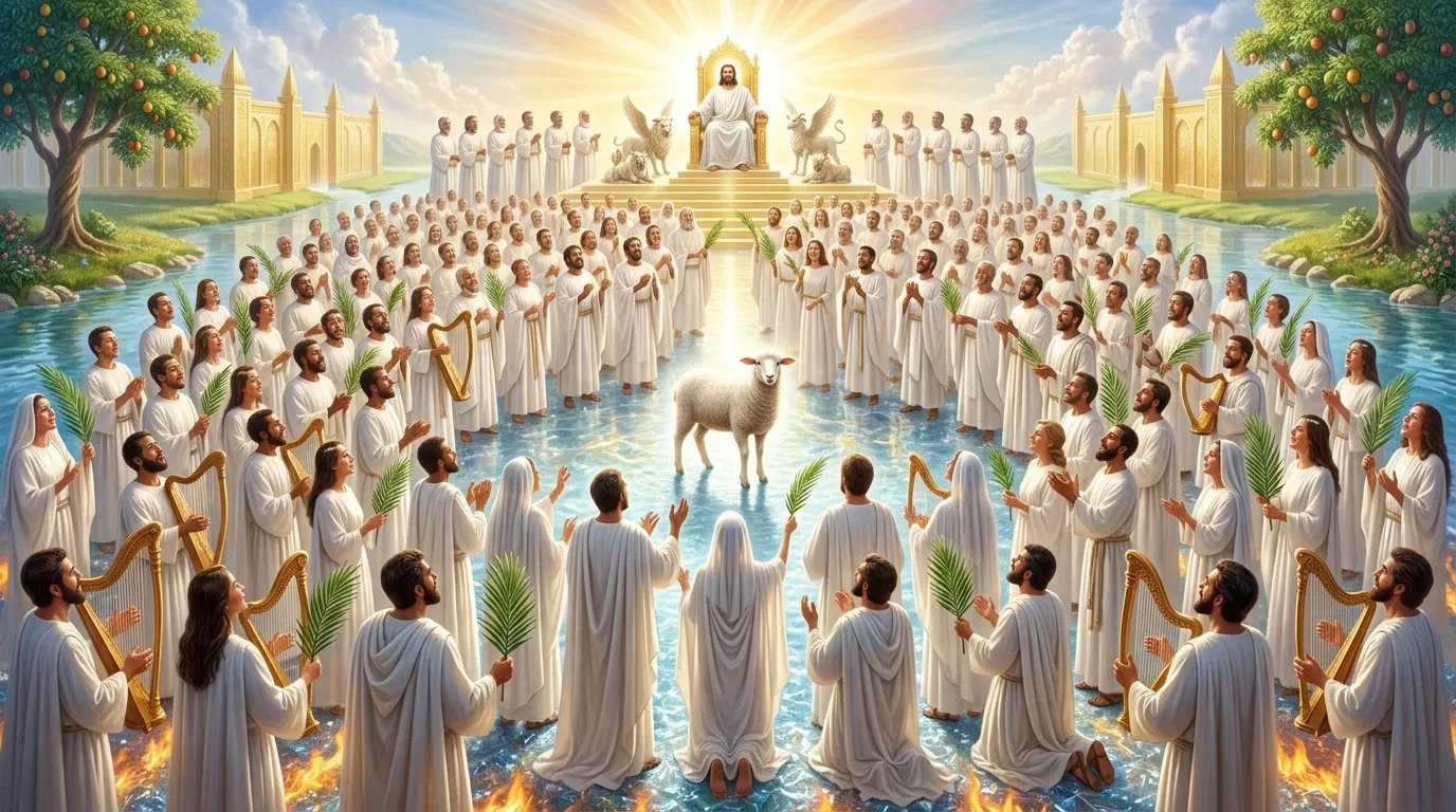 The Redeemed Praising Before the Throne and the Lamb