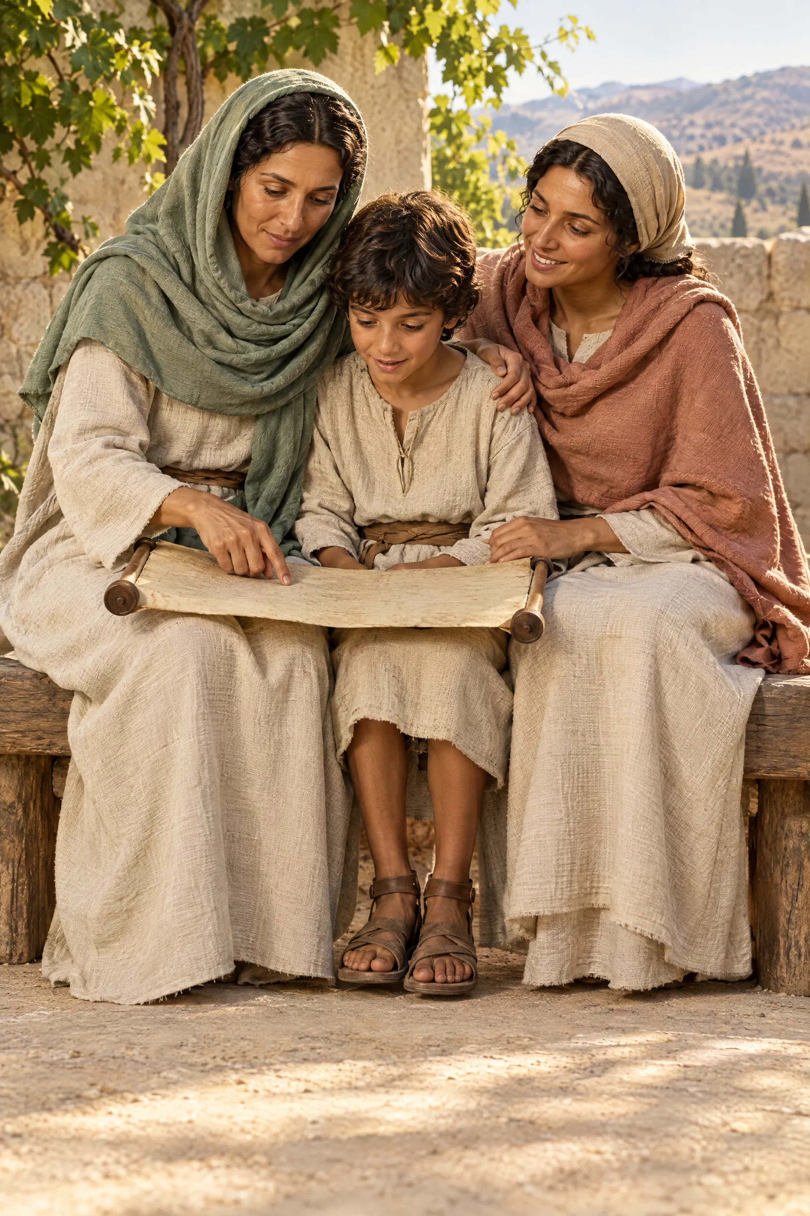 Lois and Eunice Teach Young Timothy the Scriptures