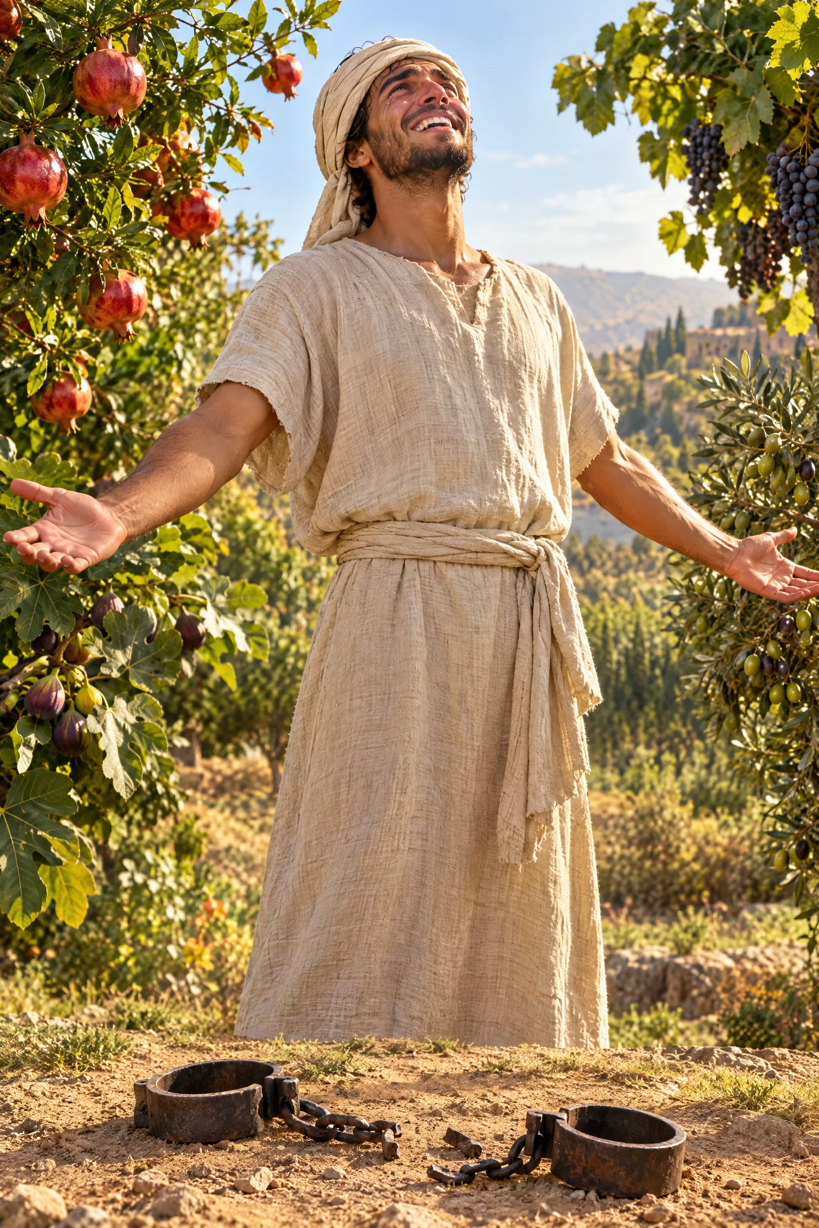 Freed Man Stands Among Fruit Trees