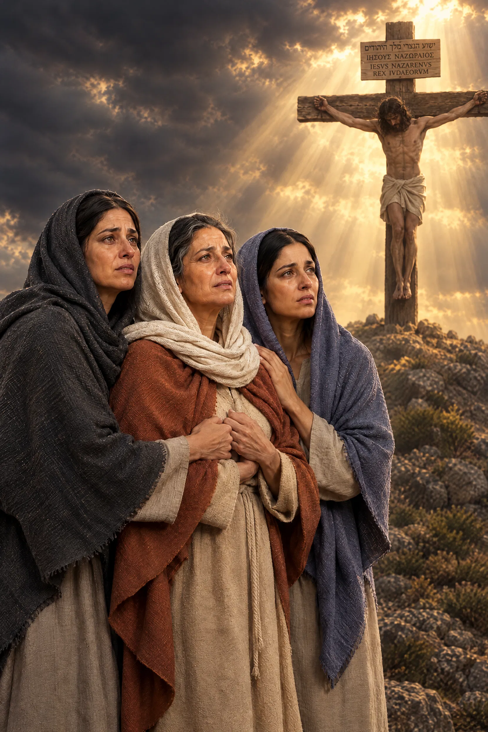 Three Women Watch the Cross from the Hill
