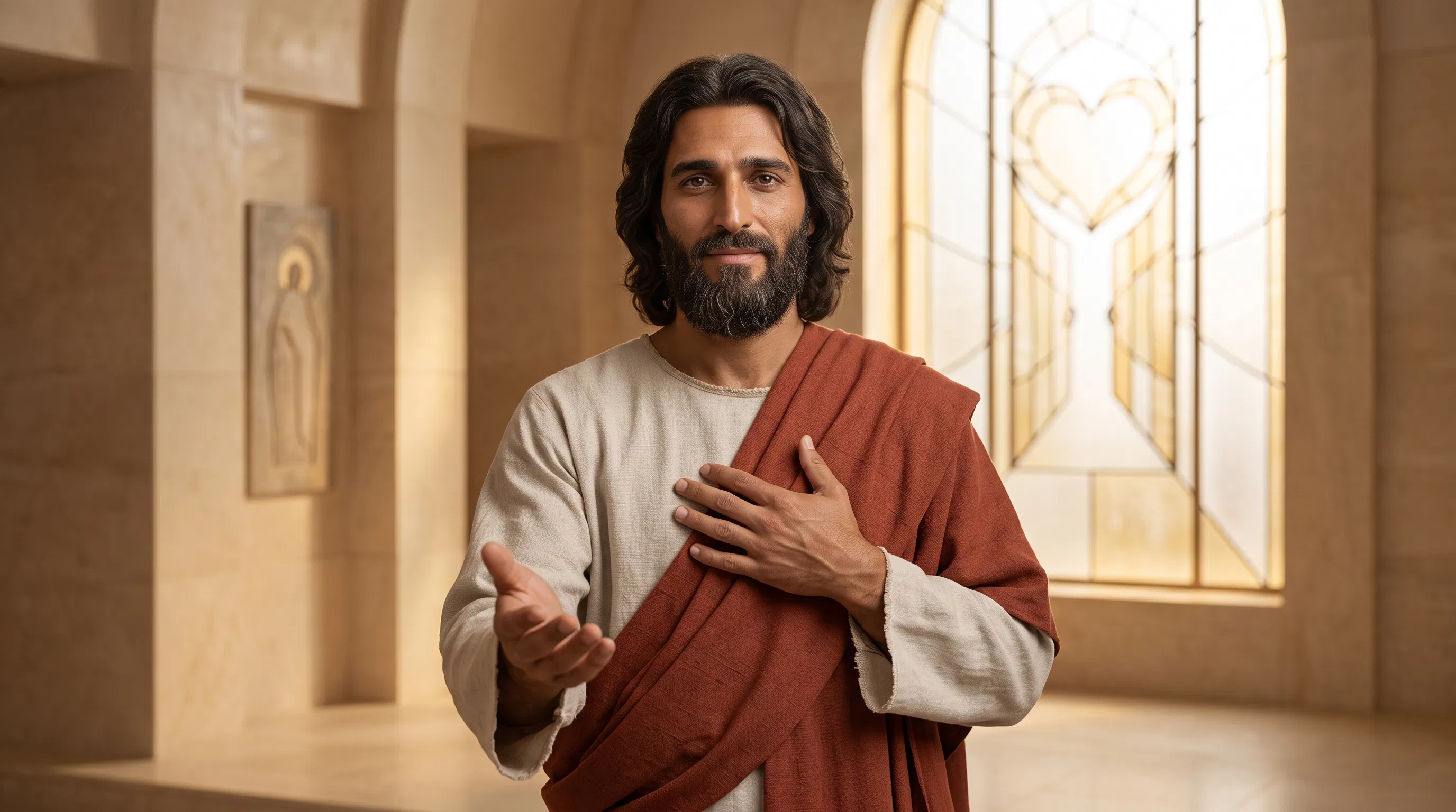Jesus Gesturing to His Heart