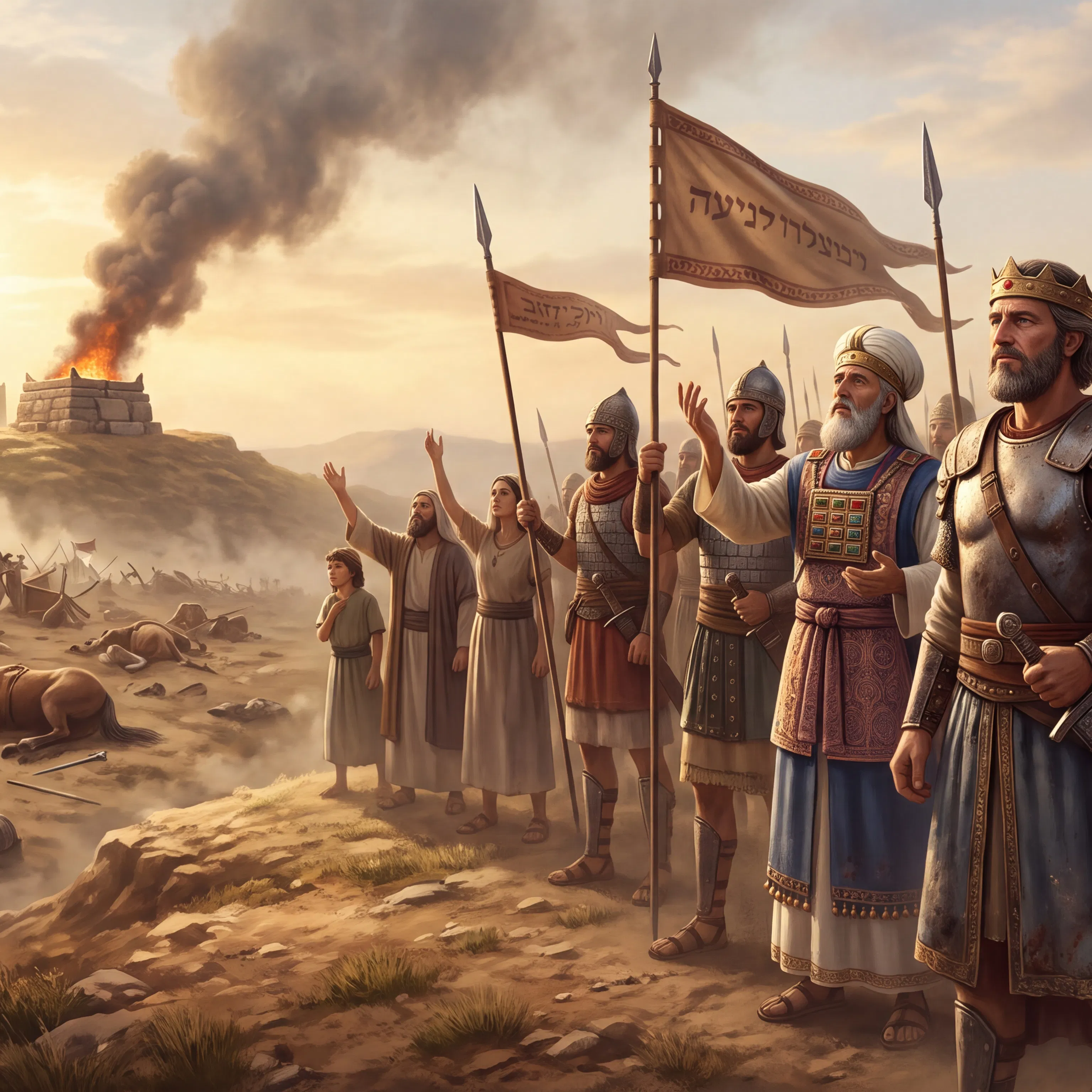Israelite King and High Priest Overlook the Battlefield