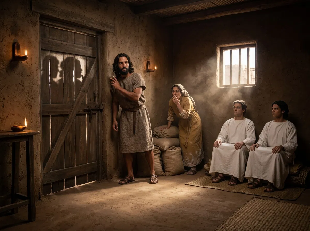 Angels Shelter in Lot's House in Sodom