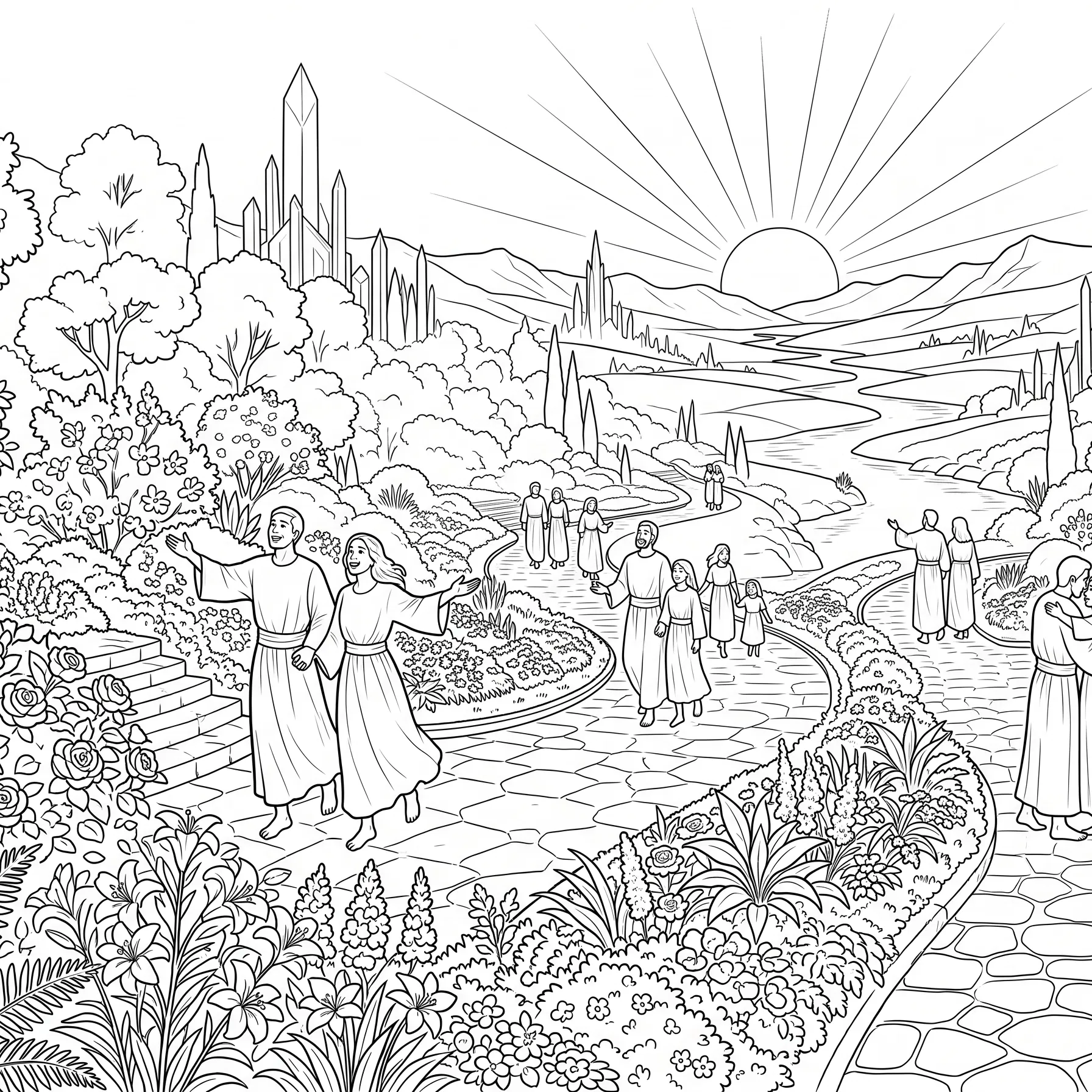 People Walking in the New Earth Gardens