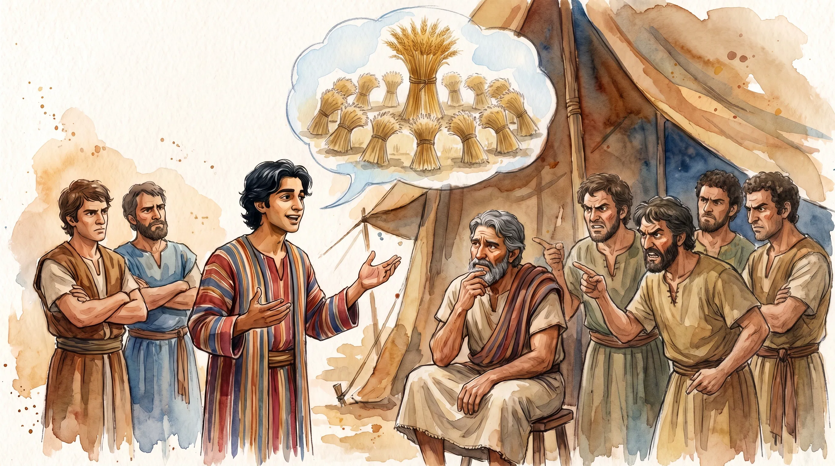 Joseph Tells His Brothers the Dream of the Sheaves
