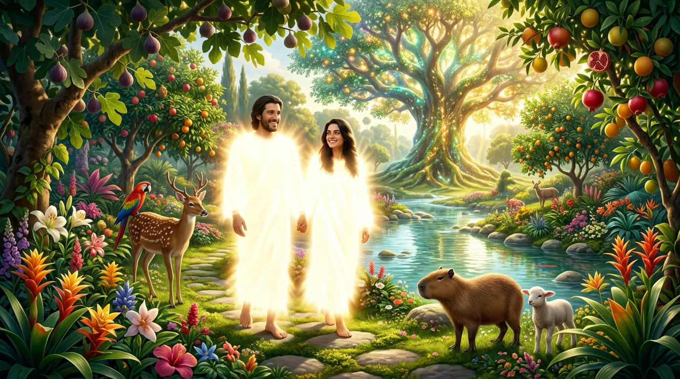 Adam and Eve Walking in the Garden of Eden