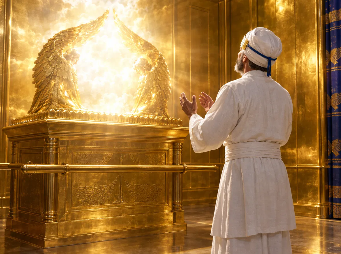 High Priest Praying Before the Ark in the Sanctuary
