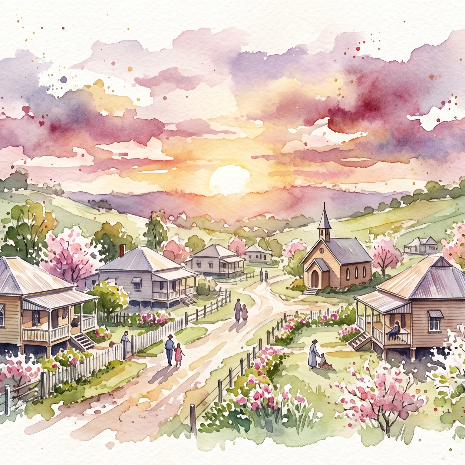 Golden Dusk Over A Heritage Village