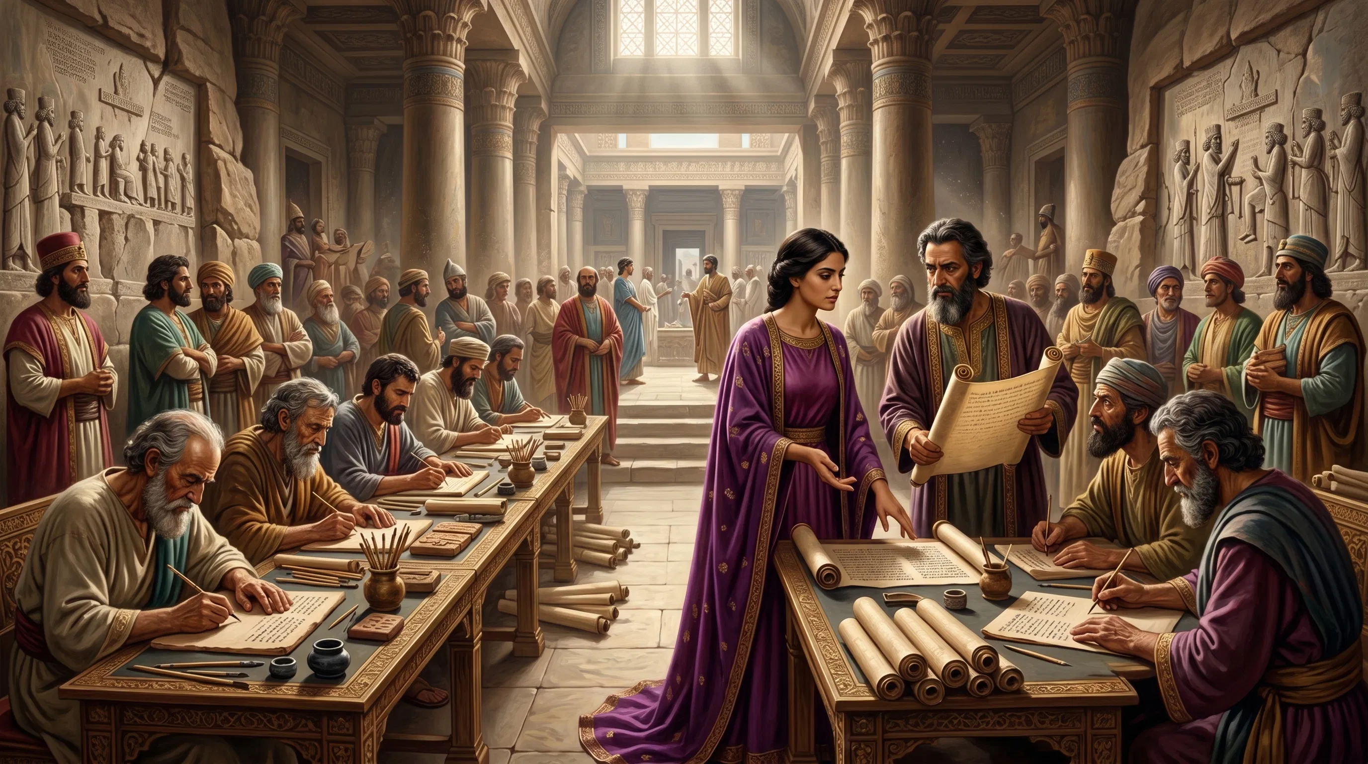 Queen Esther Drafting the Royal Decree