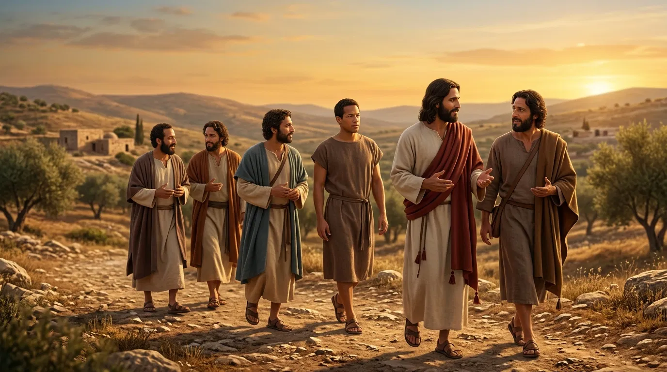 Jesus Walking With His Disciples