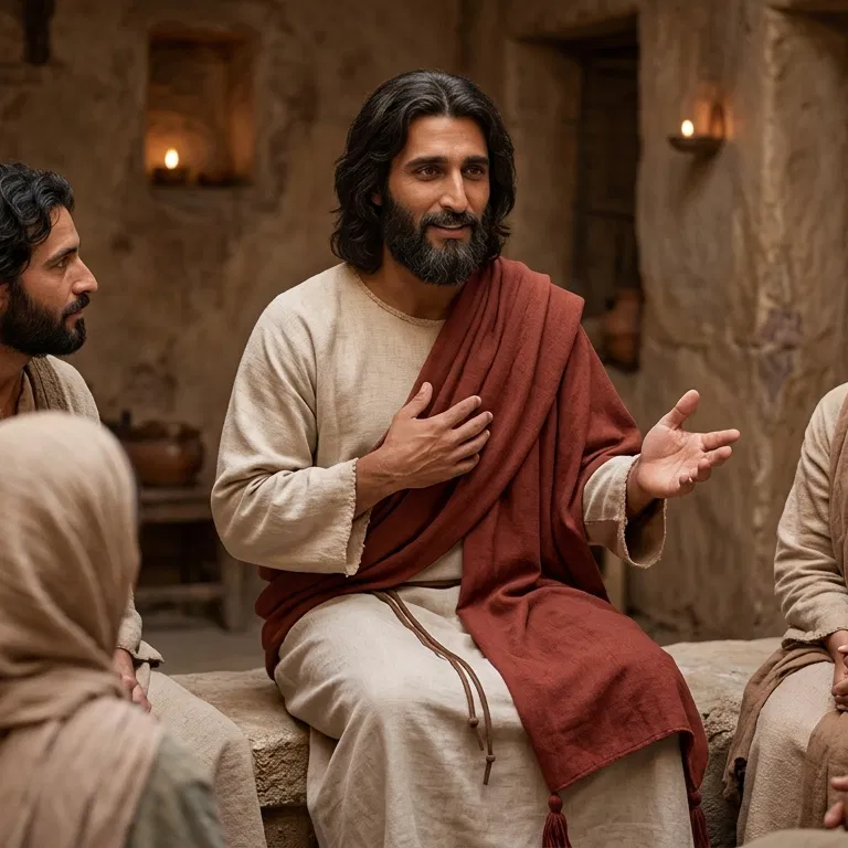 Jesus Teaching a Small Group Indoors