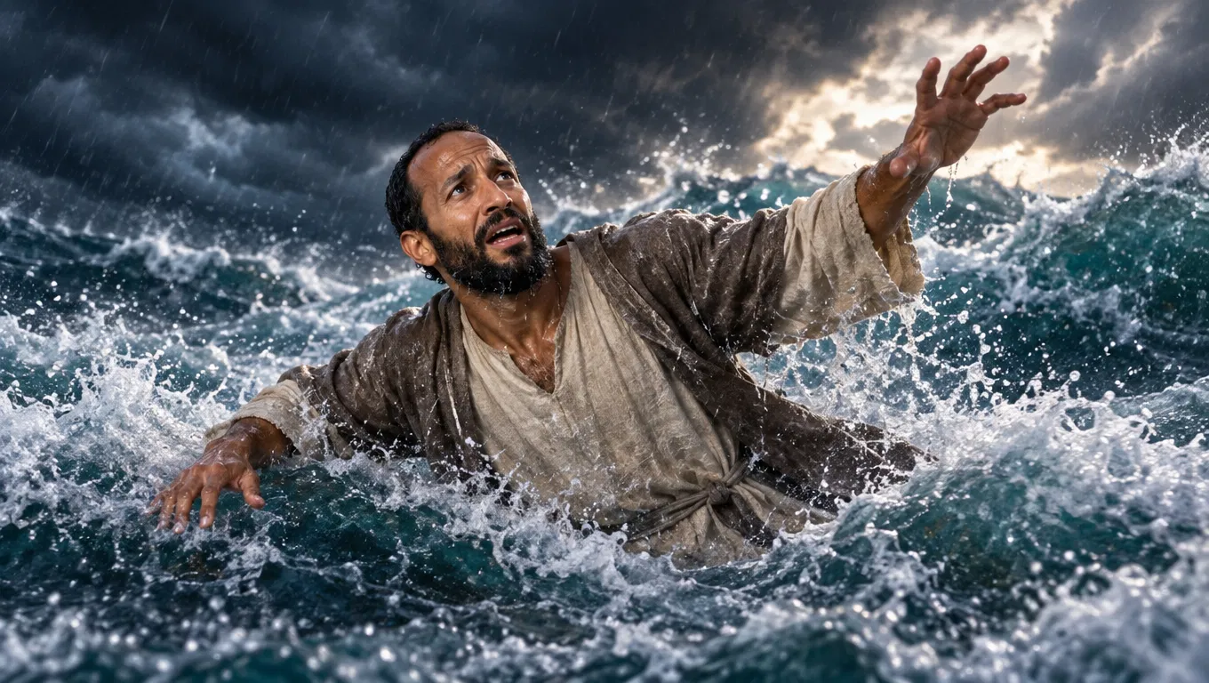 Jonah Struggling in the Stormy Sea
