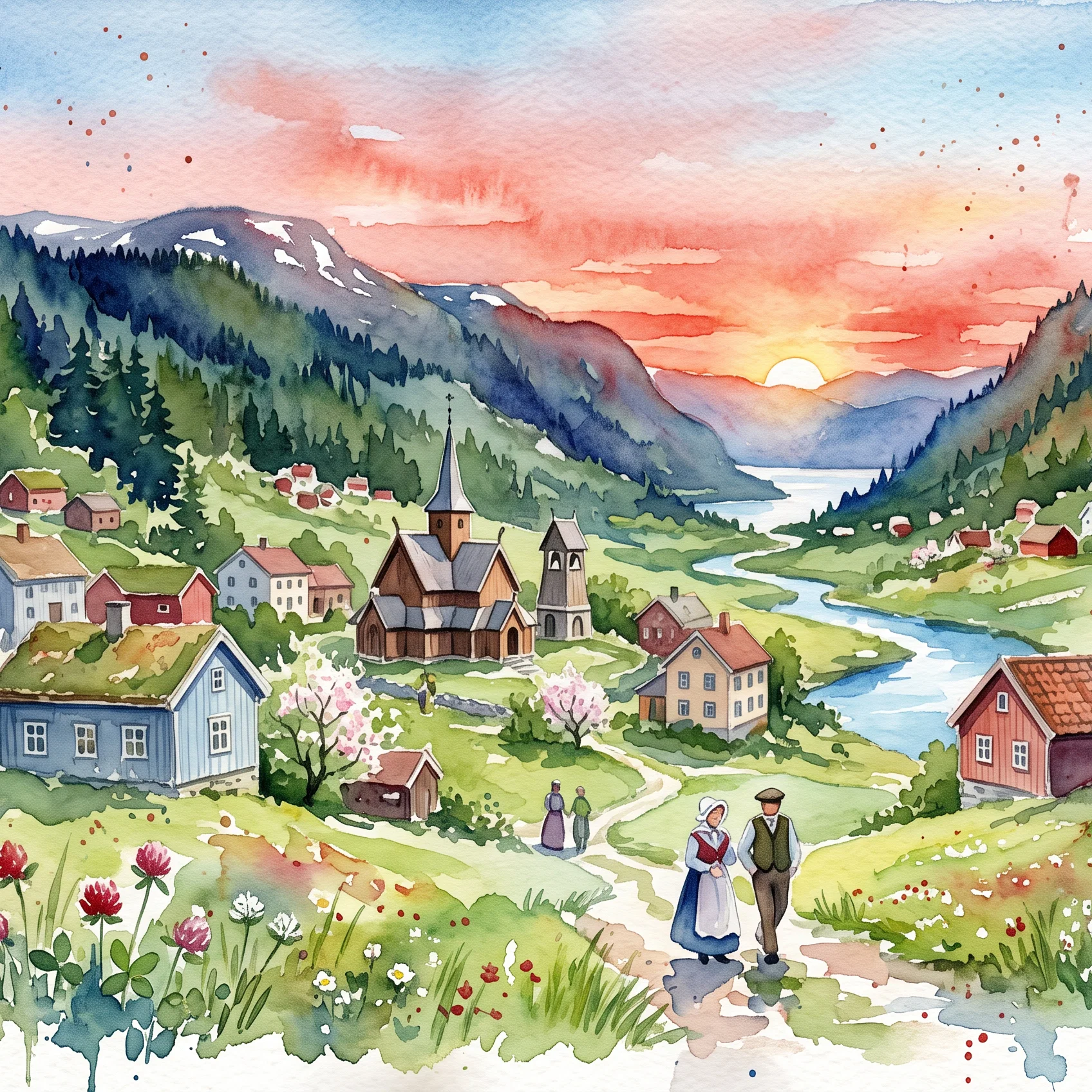 Golden Hour in a Norwegian Hamlet