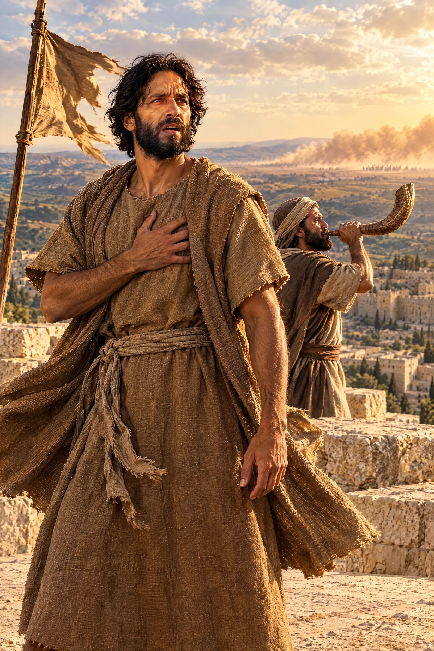 Jeremiah and a Watchman Sound the Alarm on the Wall