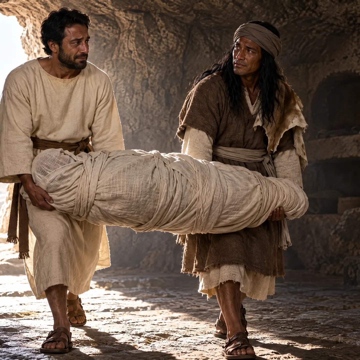 Isaac and Ishmael Carry Abraham to the Cave