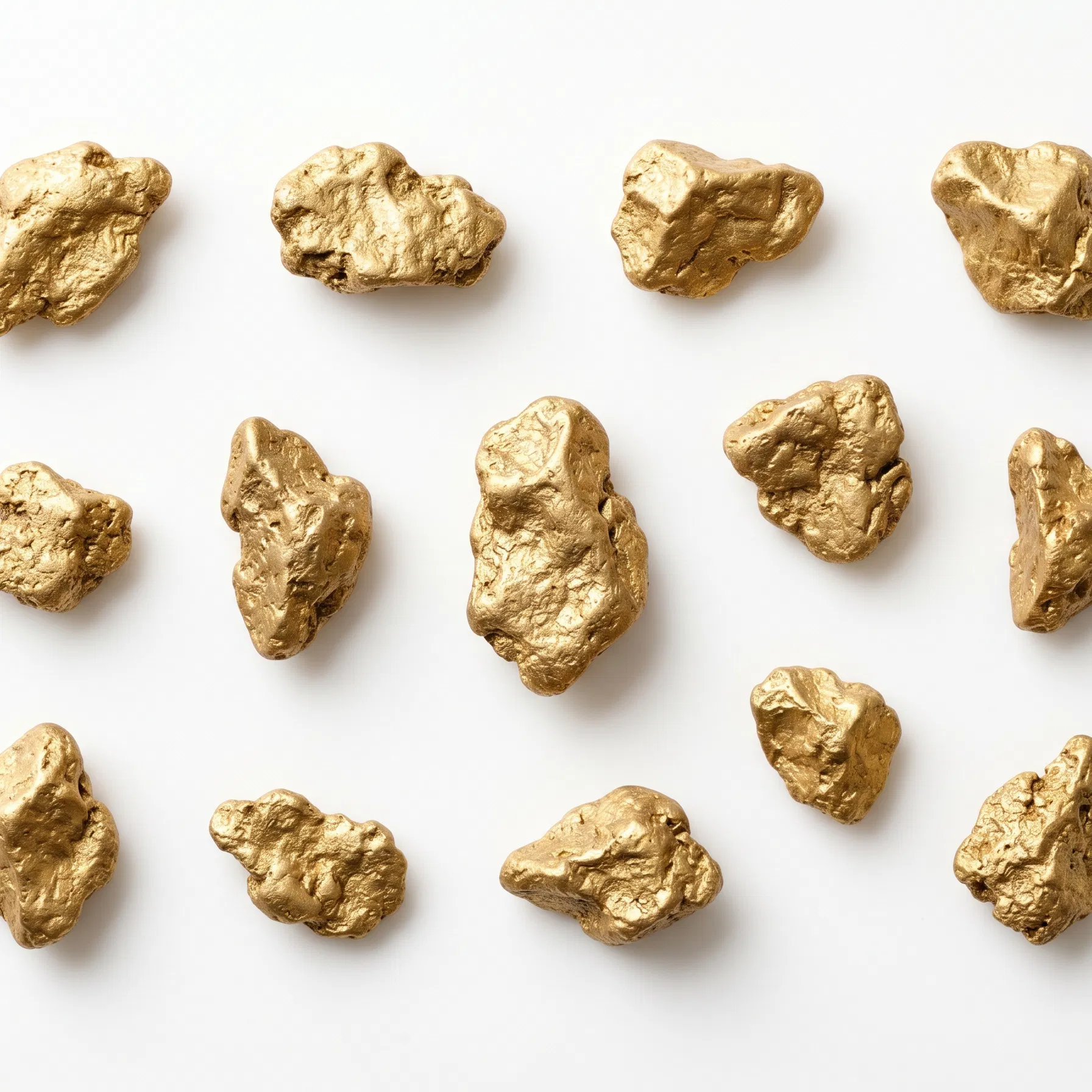 Gold Nuggets on a White Background