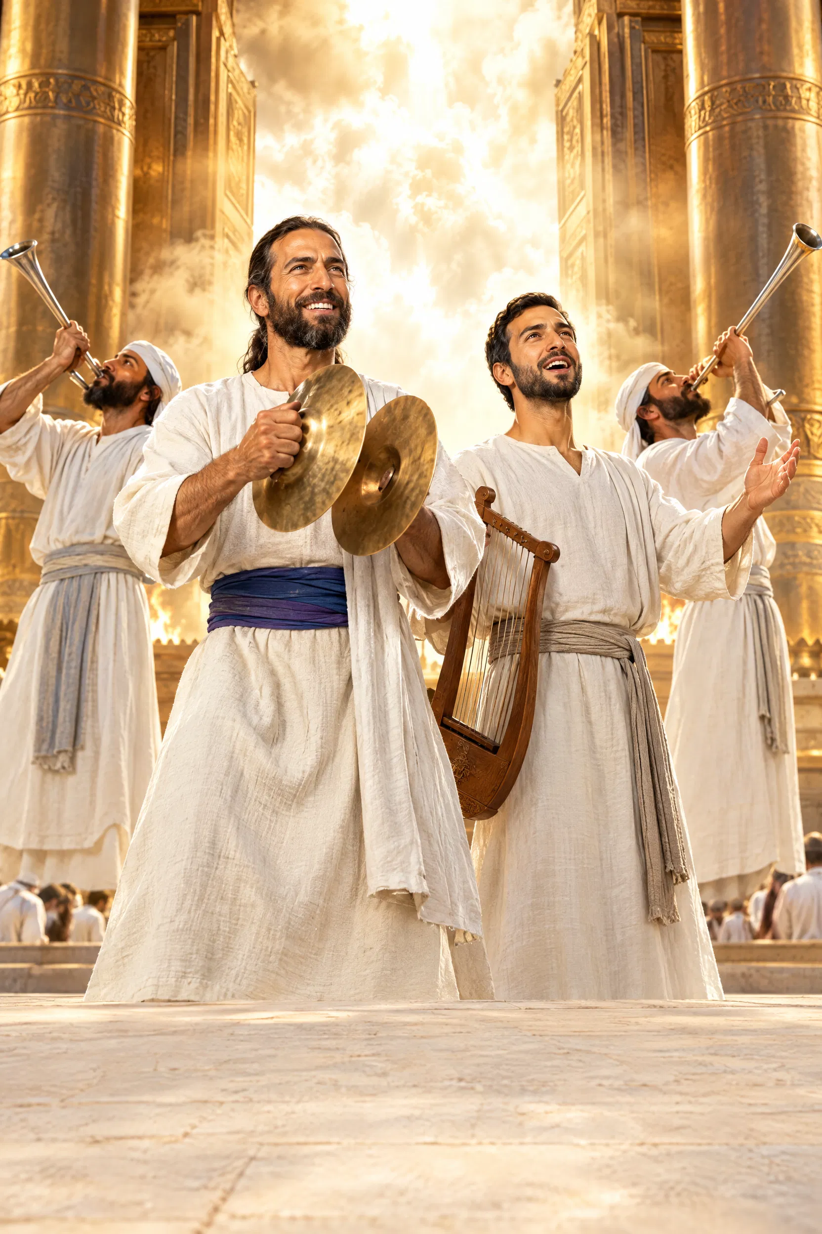 Levite Singers Praise as the Glory Fills the Temple