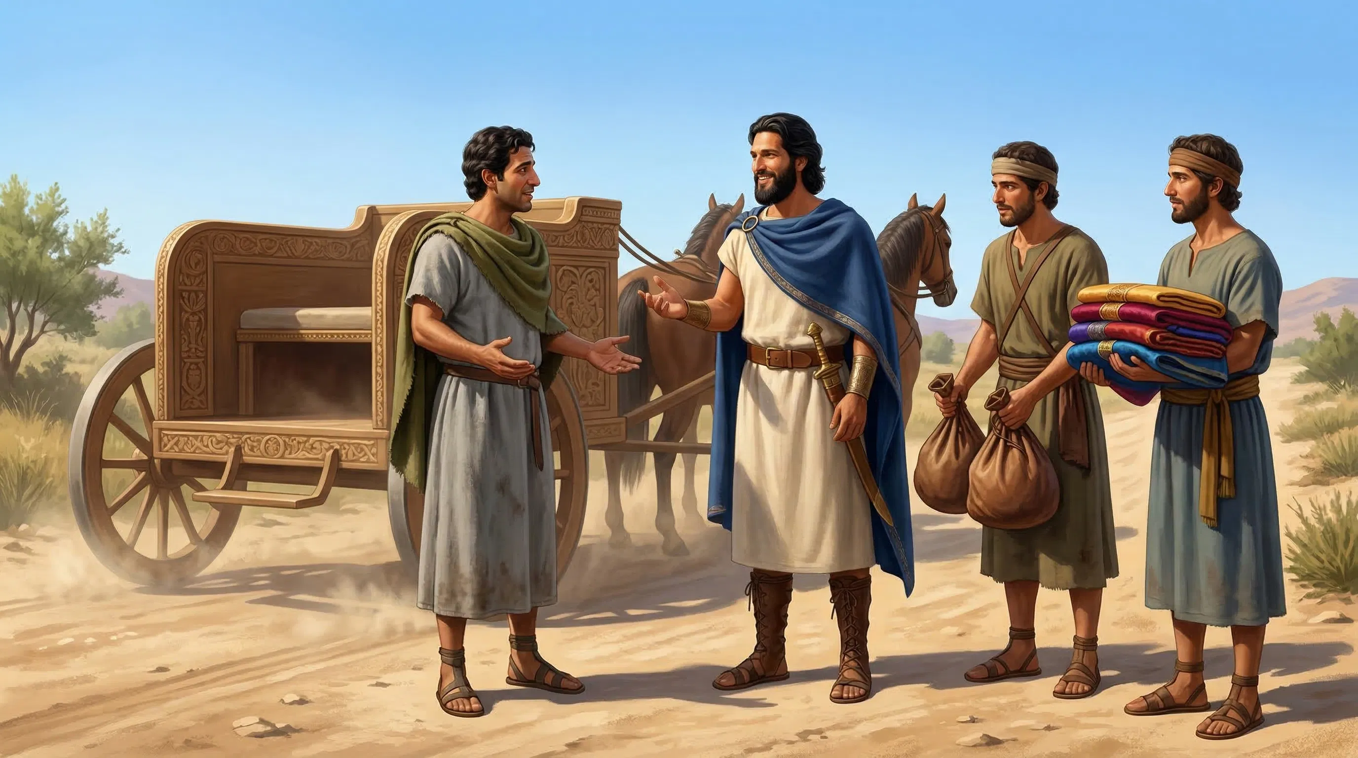 Gehazi Deceives Naaman for Riches