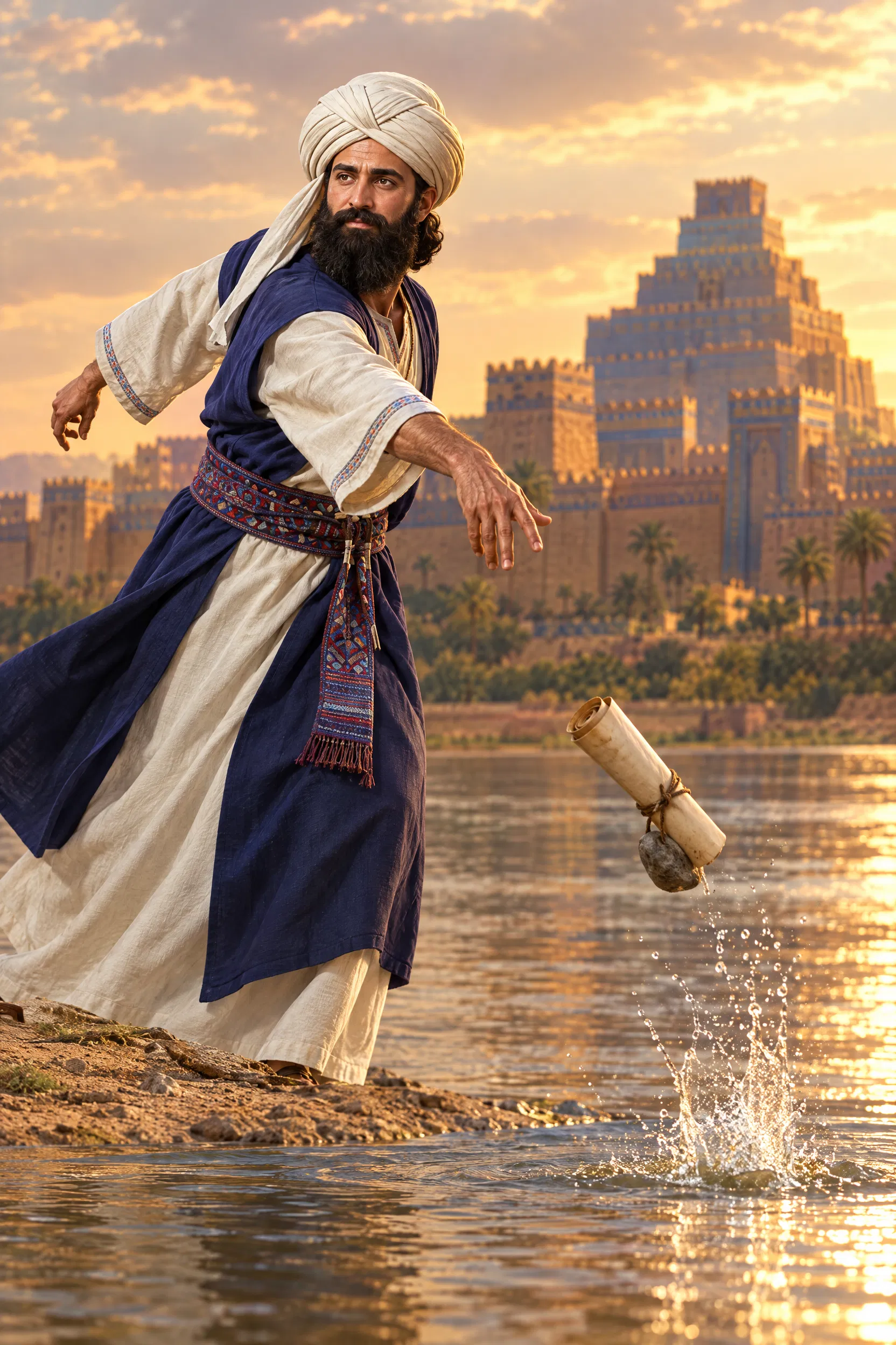 Seraiah Casts the Scroll into the Euphrates