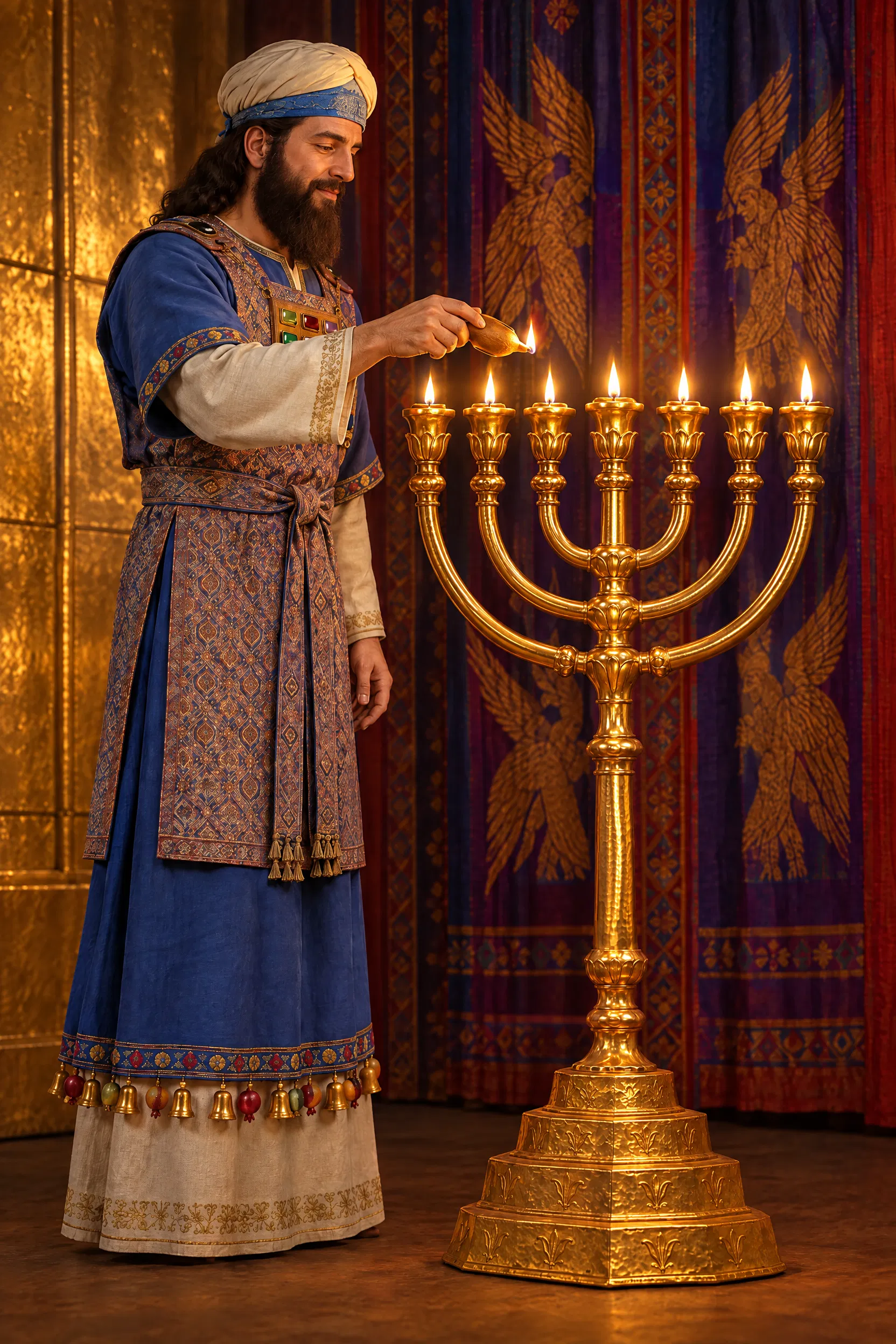 Aaron Lights the Seven Lamps of the Lampstand