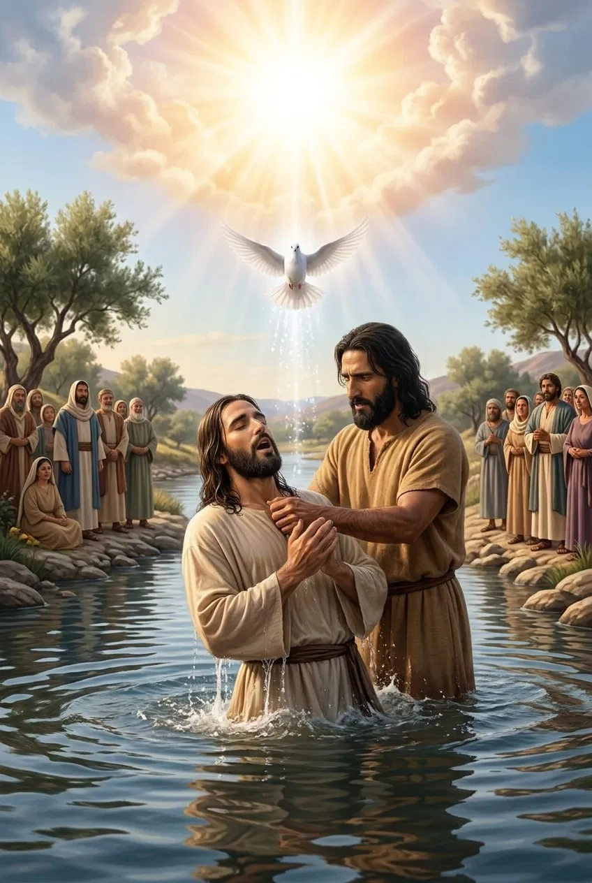 The Baptism of Jesus with the Dove from Heaven