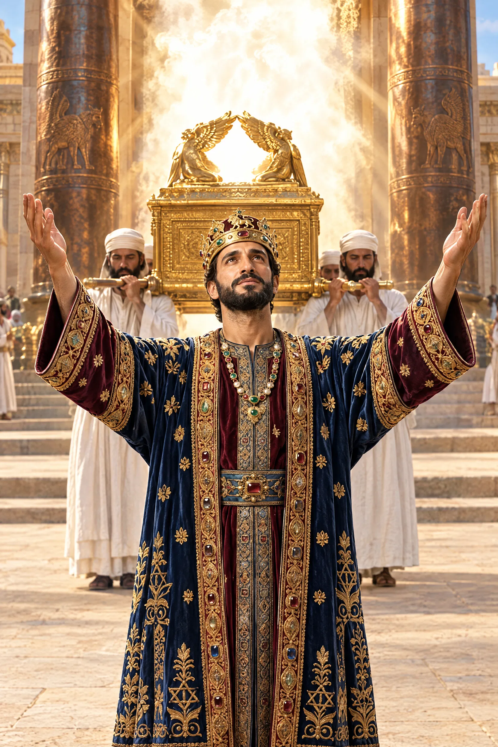 Solomon Raises His Hands as the Ark Enters the Temple