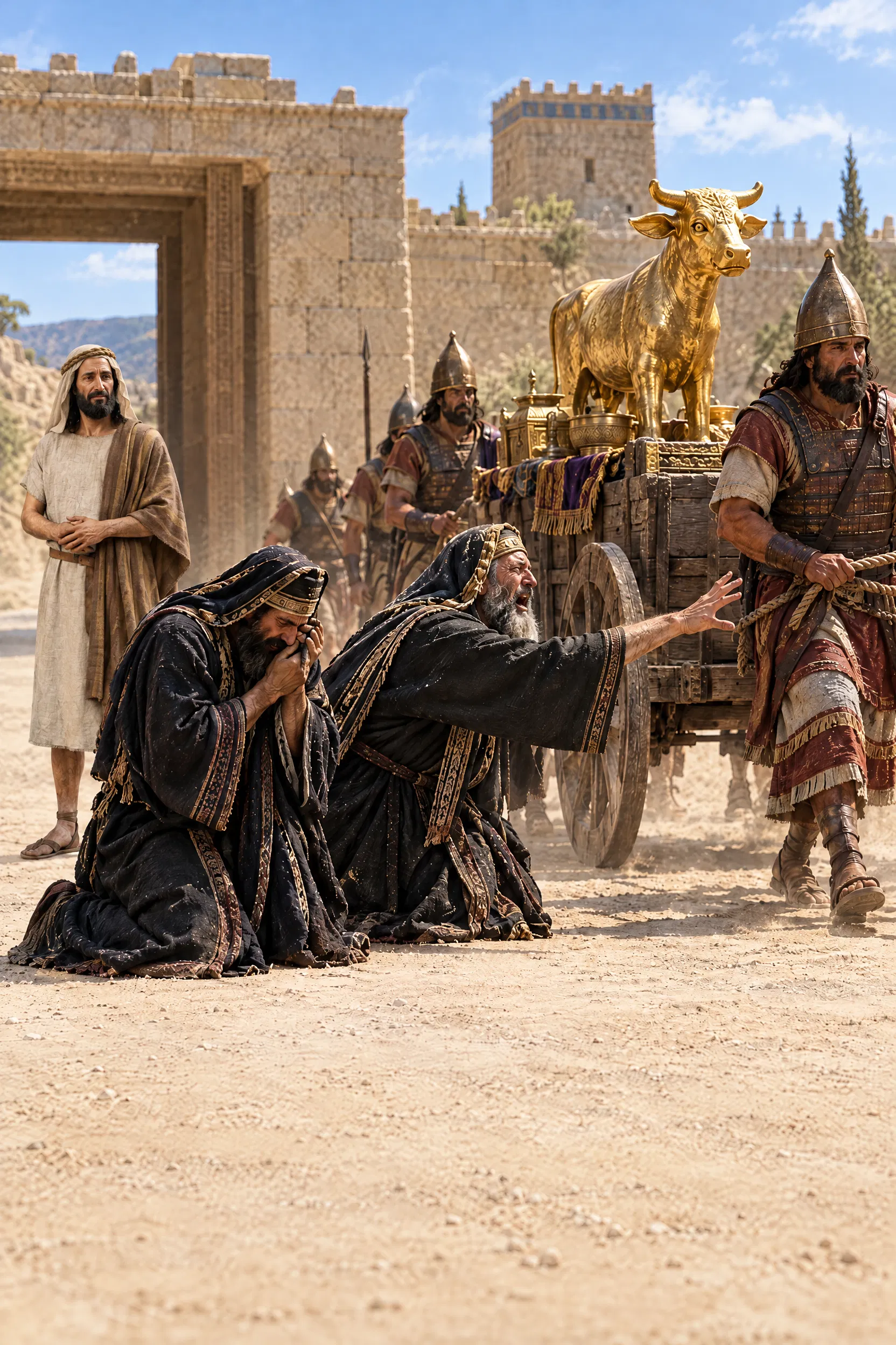 Mourning Priests Beside the Golden Calf on a Cart