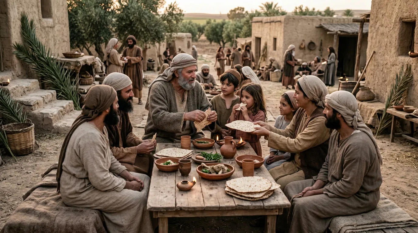 Israelite Families Eating Unleavened Bread