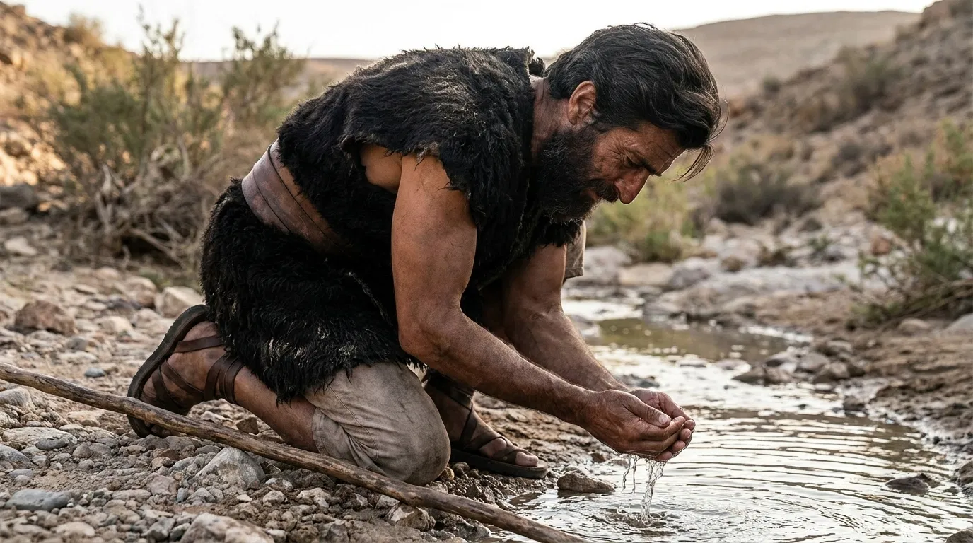 Elijah Drinking from the Brook Cherith