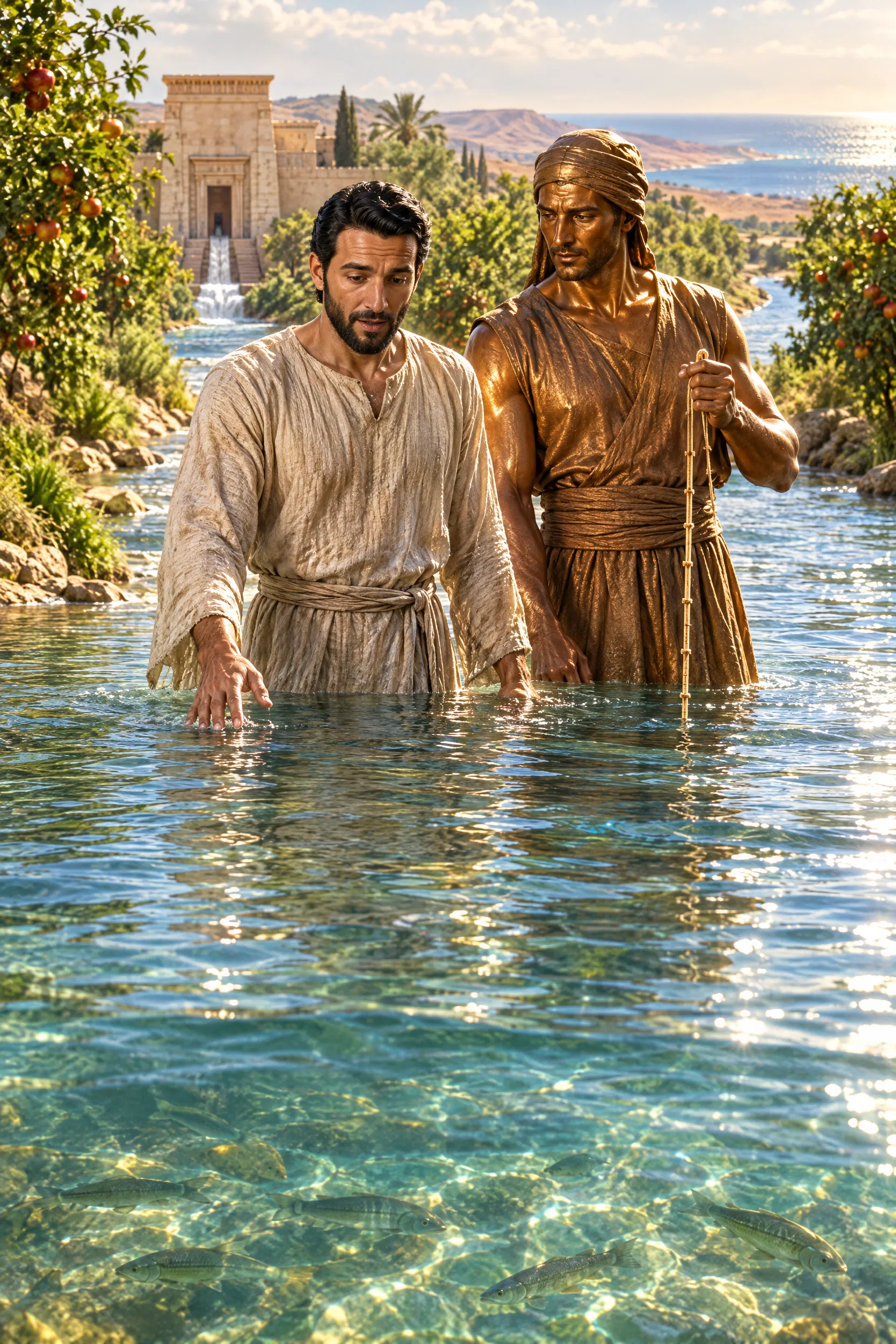 Ezekiel Wades in the River From the Temple