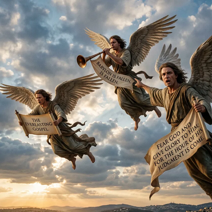 Three Angels Flying With Messages
