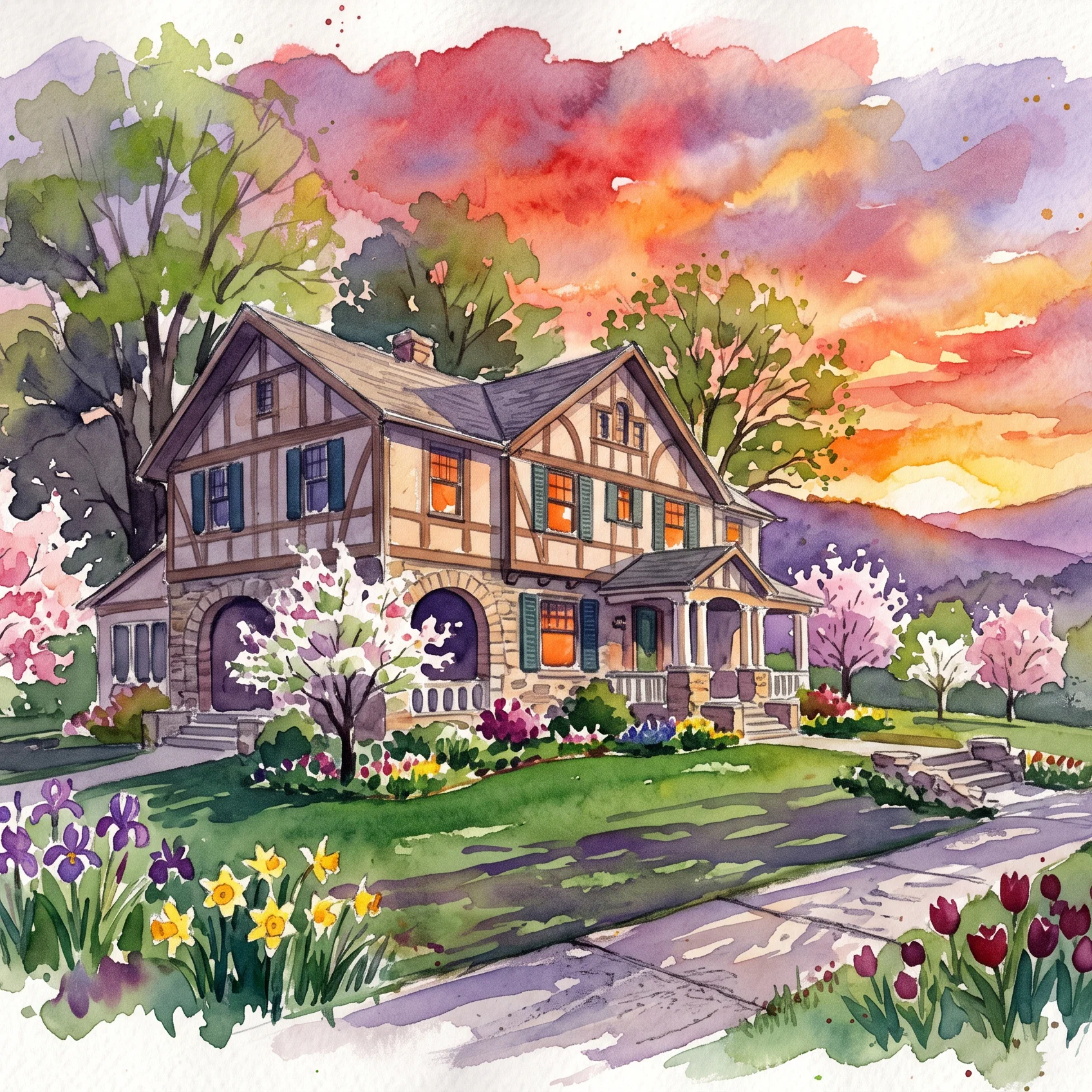 Golden Sunset Over A Timeless Abode