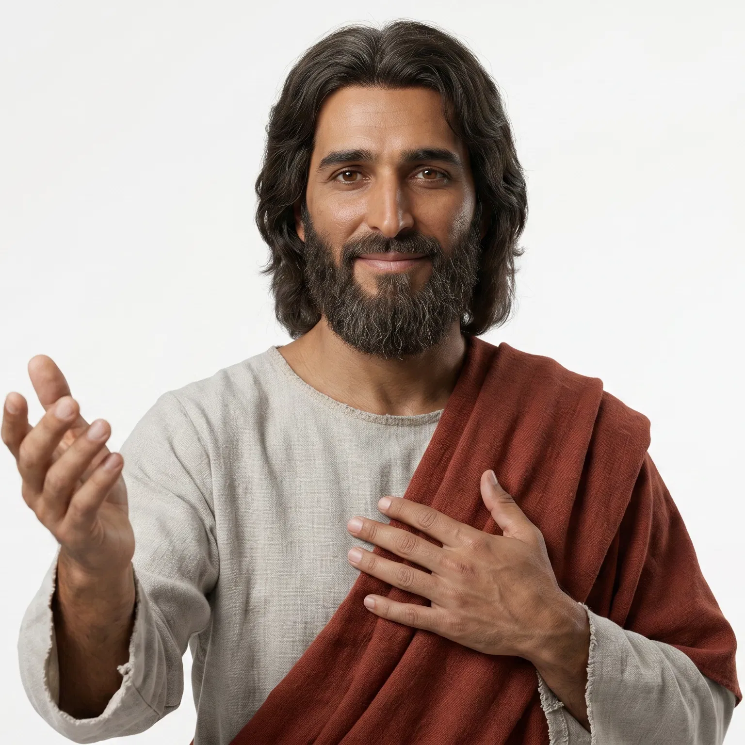 Jesus Smiling With an Open Hand