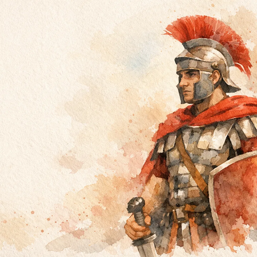 Roman Soldier With Red Plume and Shield