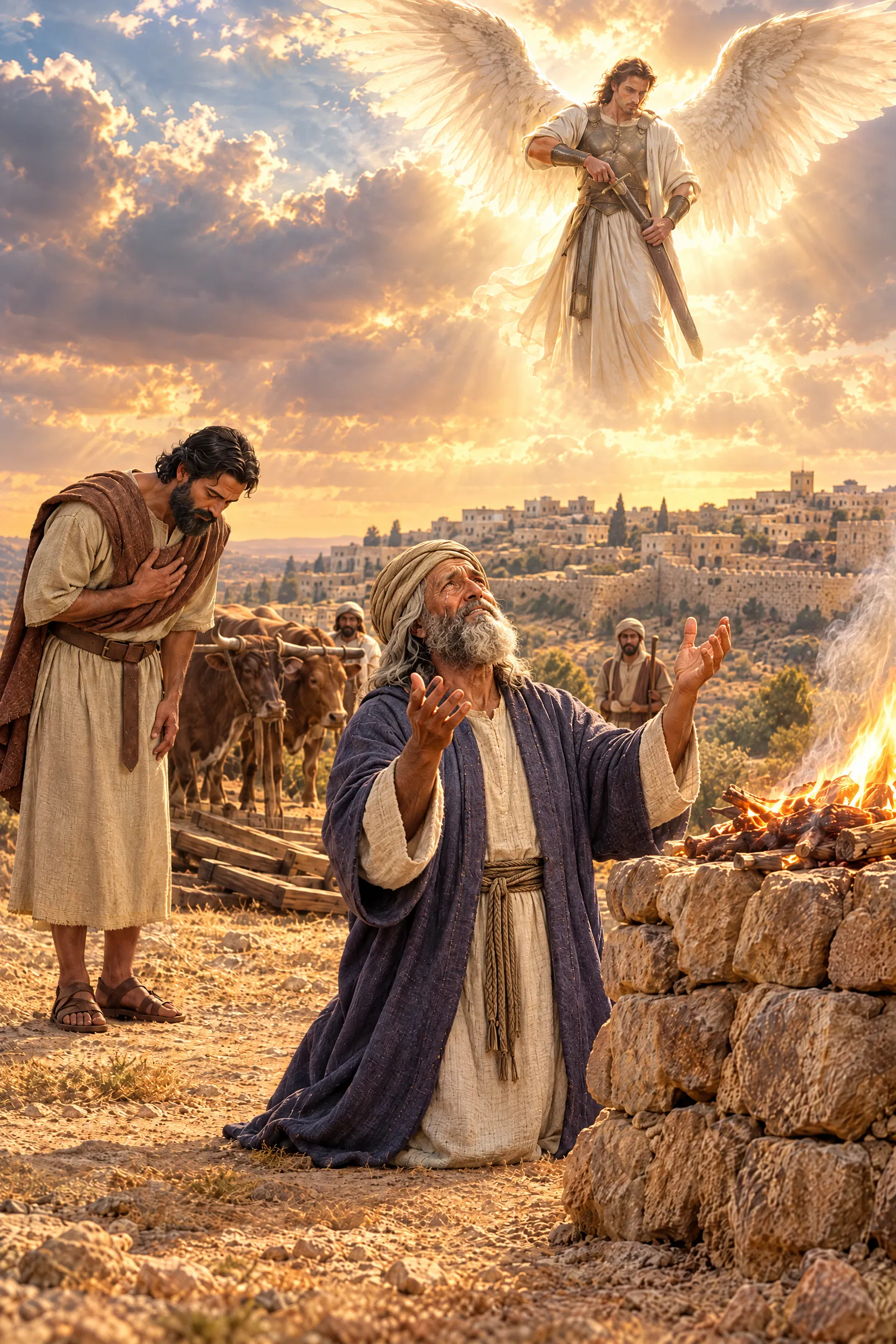 David Prays at the Altar Beneath the Angel