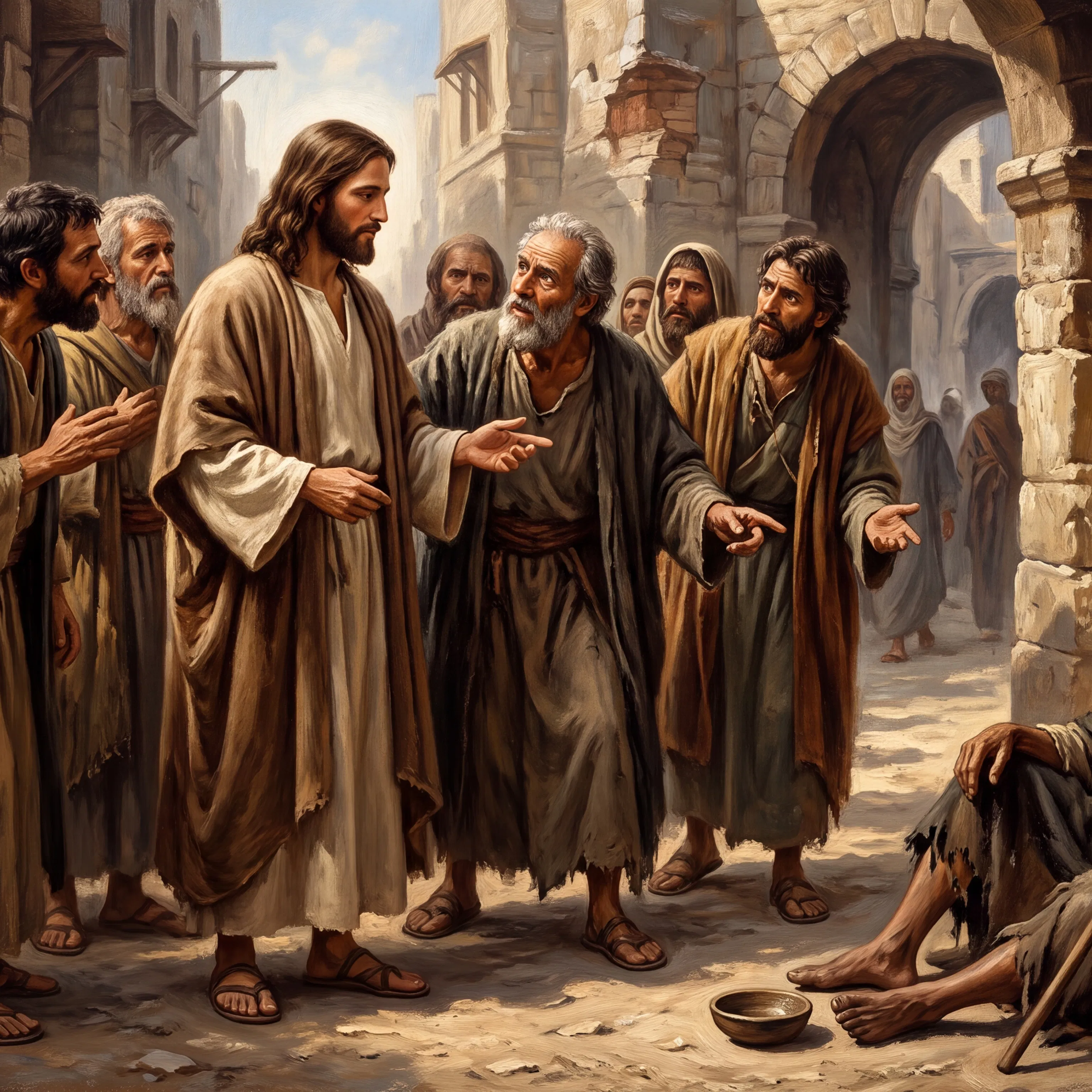 Jesus and His Disciples Beside the Blind Beggar
