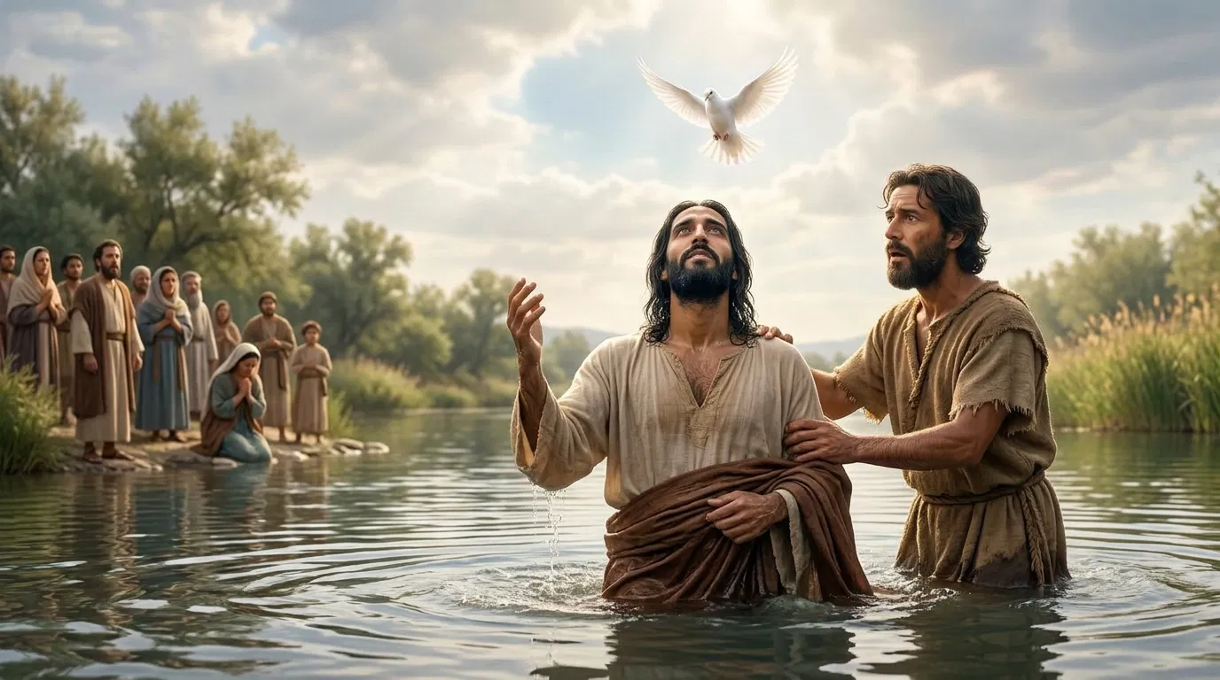 Jesus Rises From the Water at His Baptism