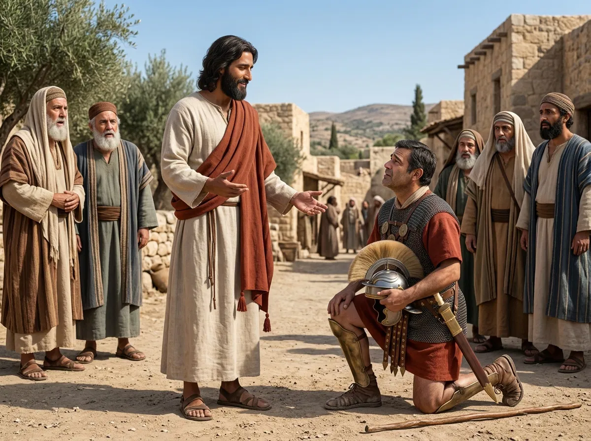 Jesus and the Kneeling Roman Centurion