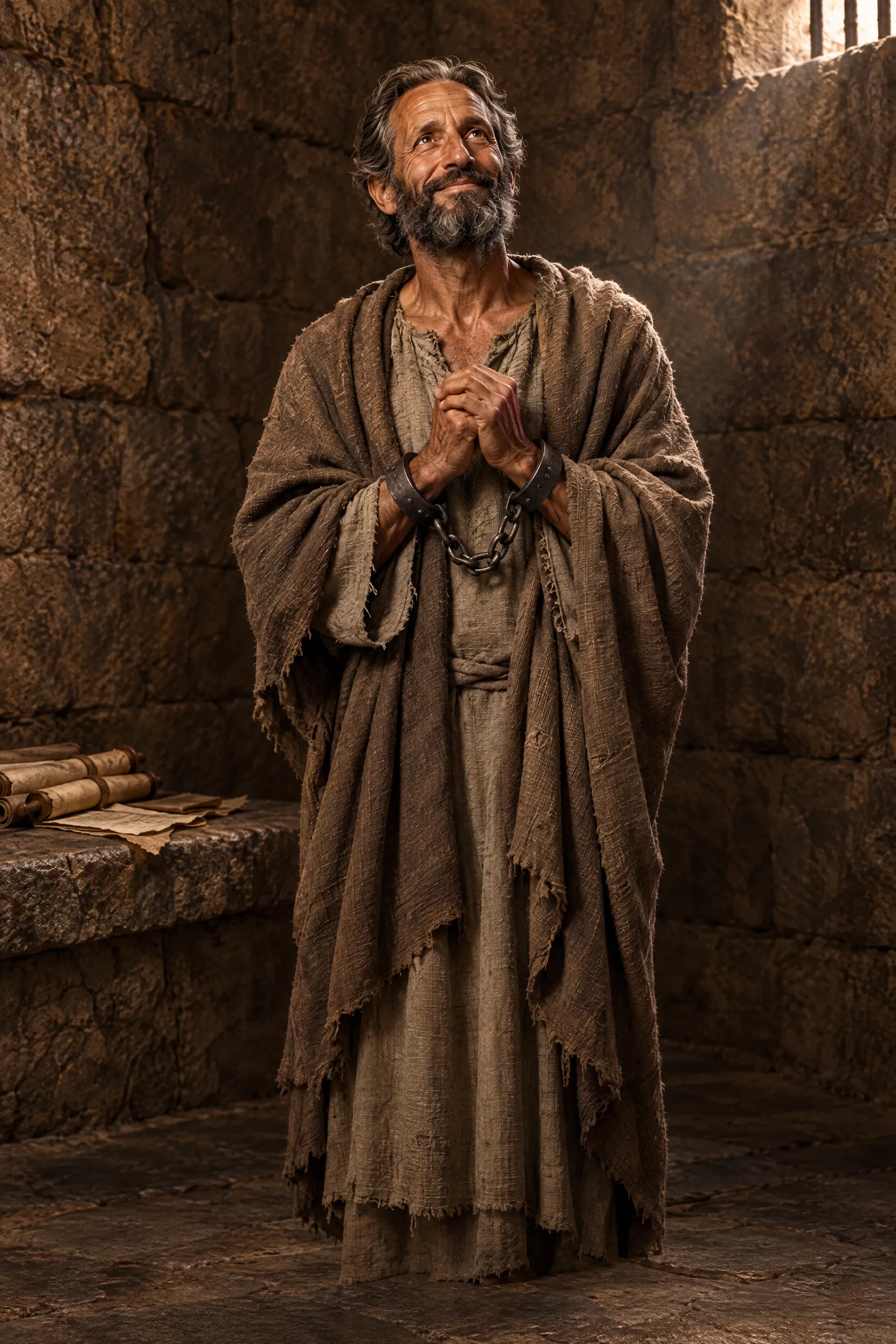 Paul Prays in Chains in a Roman Cell