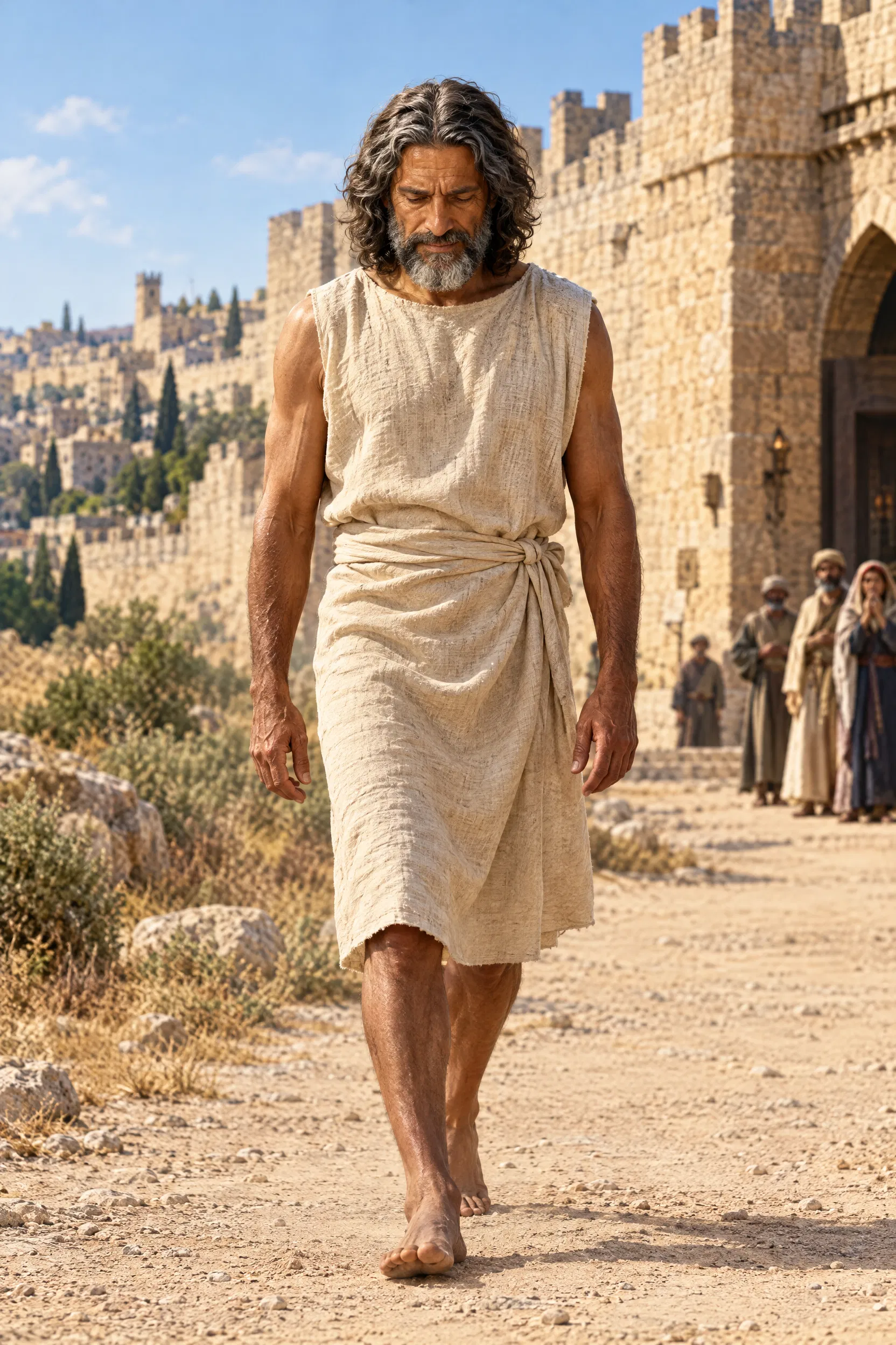 Isaiah Walks Barefoot Outside Jerusalem